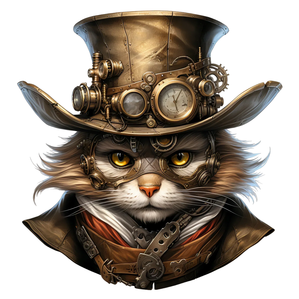 Wandbild Steampunkkatze Kunstdruck auf Leinwand direkt zum Aufhängen | Wandbild Galerie