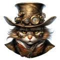 Wandbild Steampunkkatze Kunstdruck auf Leinwand direkt zum Aufhängen | Wandbild Galerie
