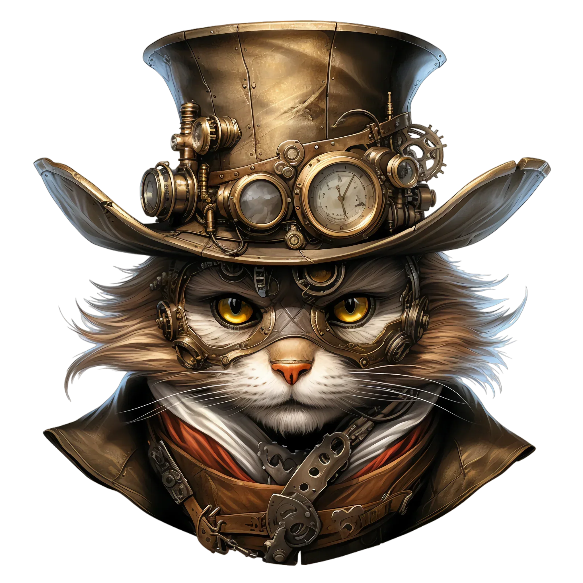 Wandbild Steampunkkatze Kunstdruck auf Leinwand direkt zum Aufhängen | Wandbild Galerie