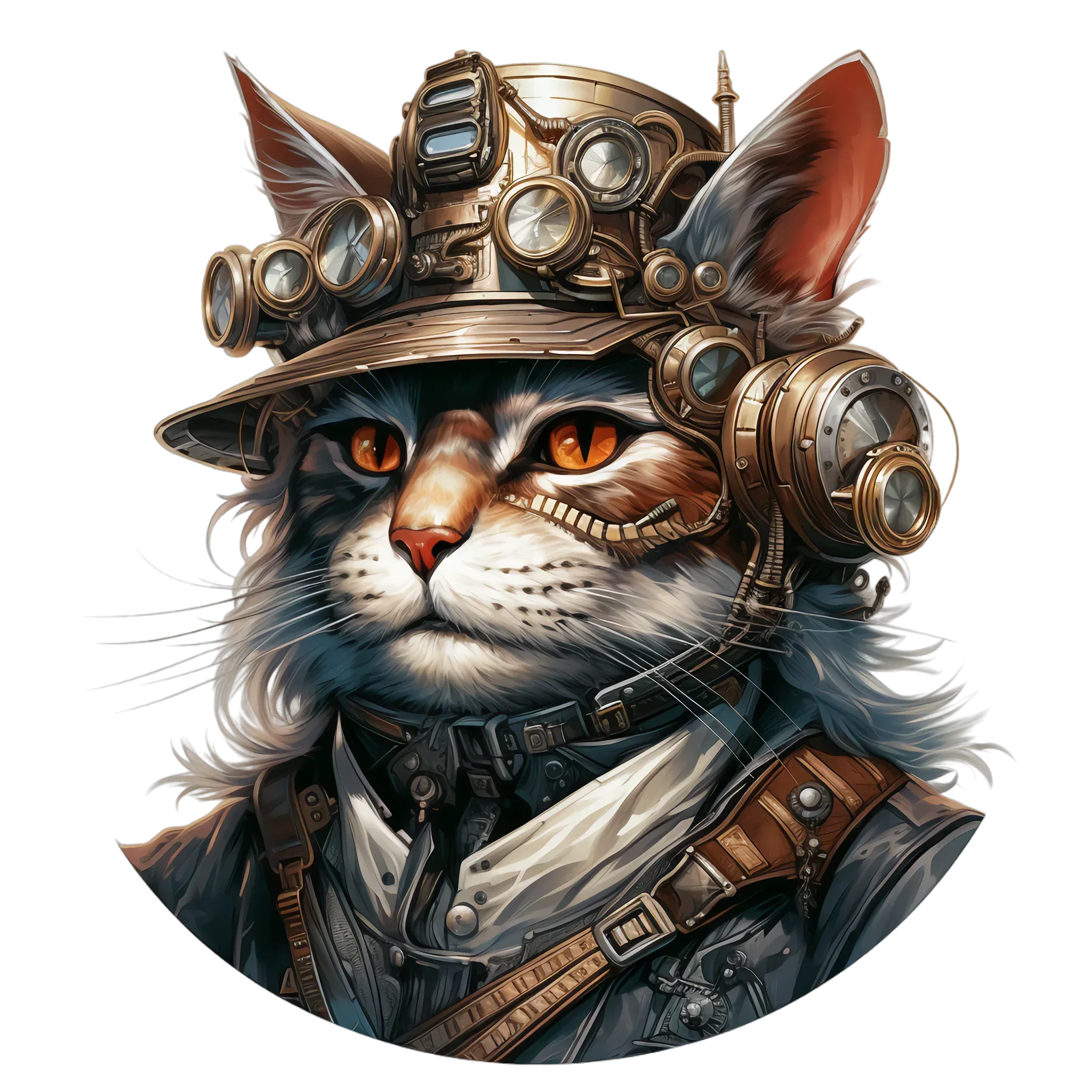 Wandbild Steampunkkatze Kunstdruck auf Leinwand direkt zum Aufhängen | Wandbild Galerie
