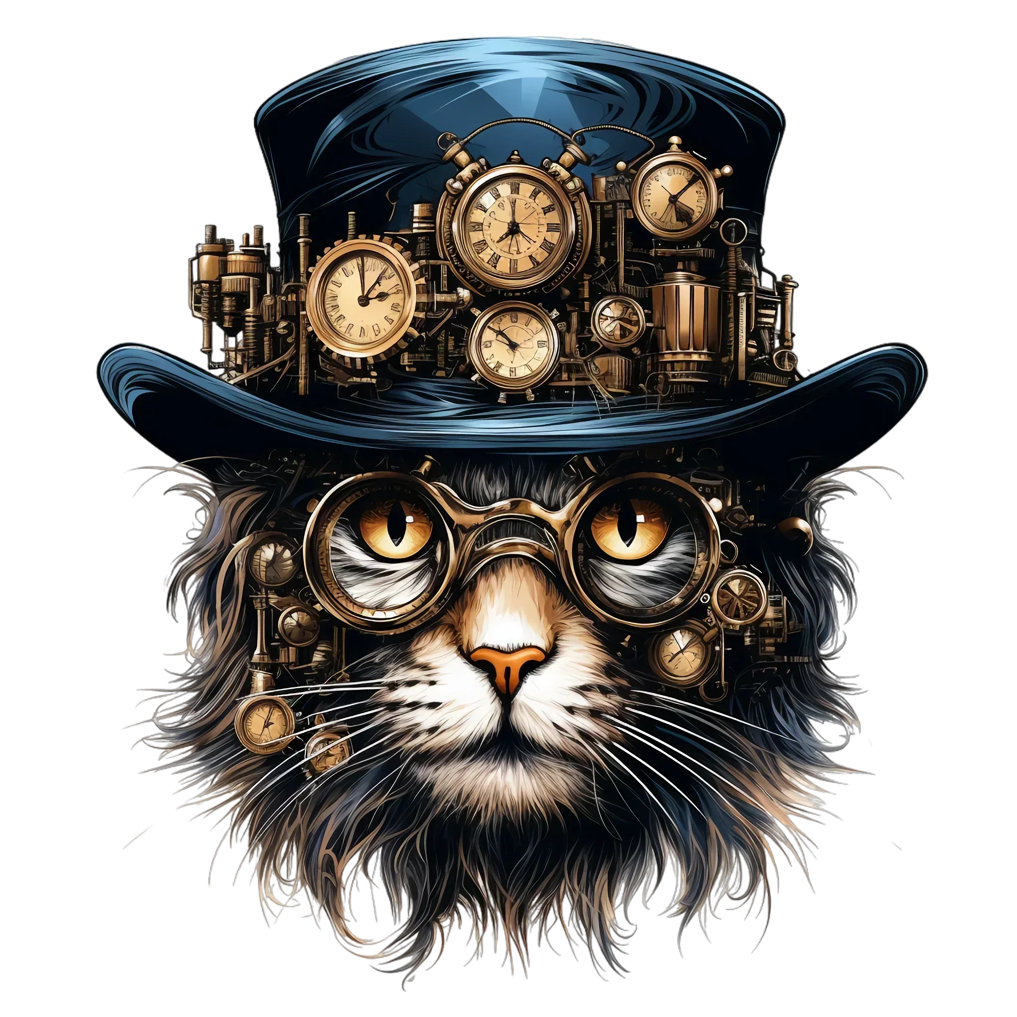 Wandbild Steampunkkatze Kunstdruck auf Leinwand direkt zum Aufhängen | Wandbild Galerie