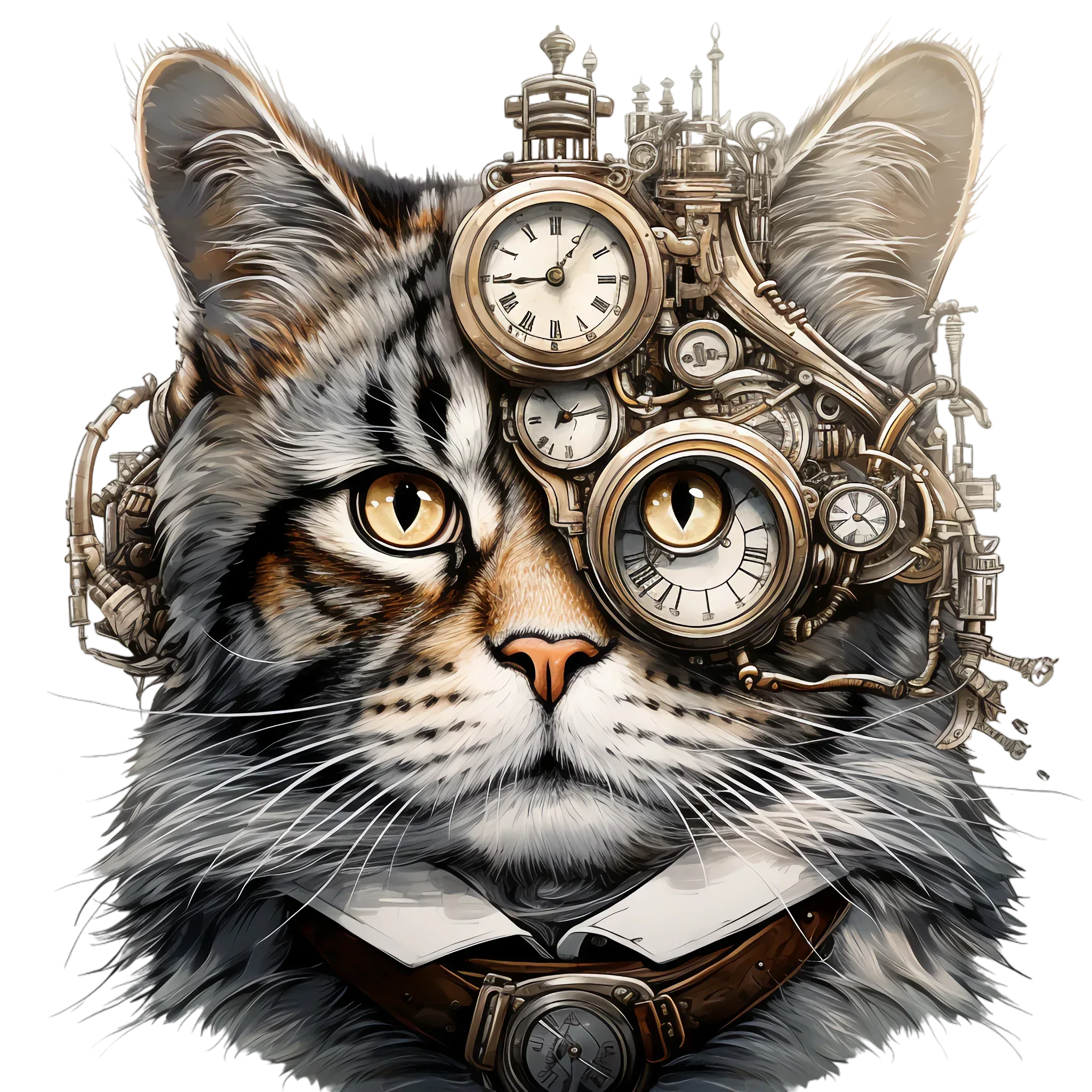 Wandbild Steampunkkatze Kunstdruck auf Leinwand direkt zum Aufhängen | Wandbild Galerie