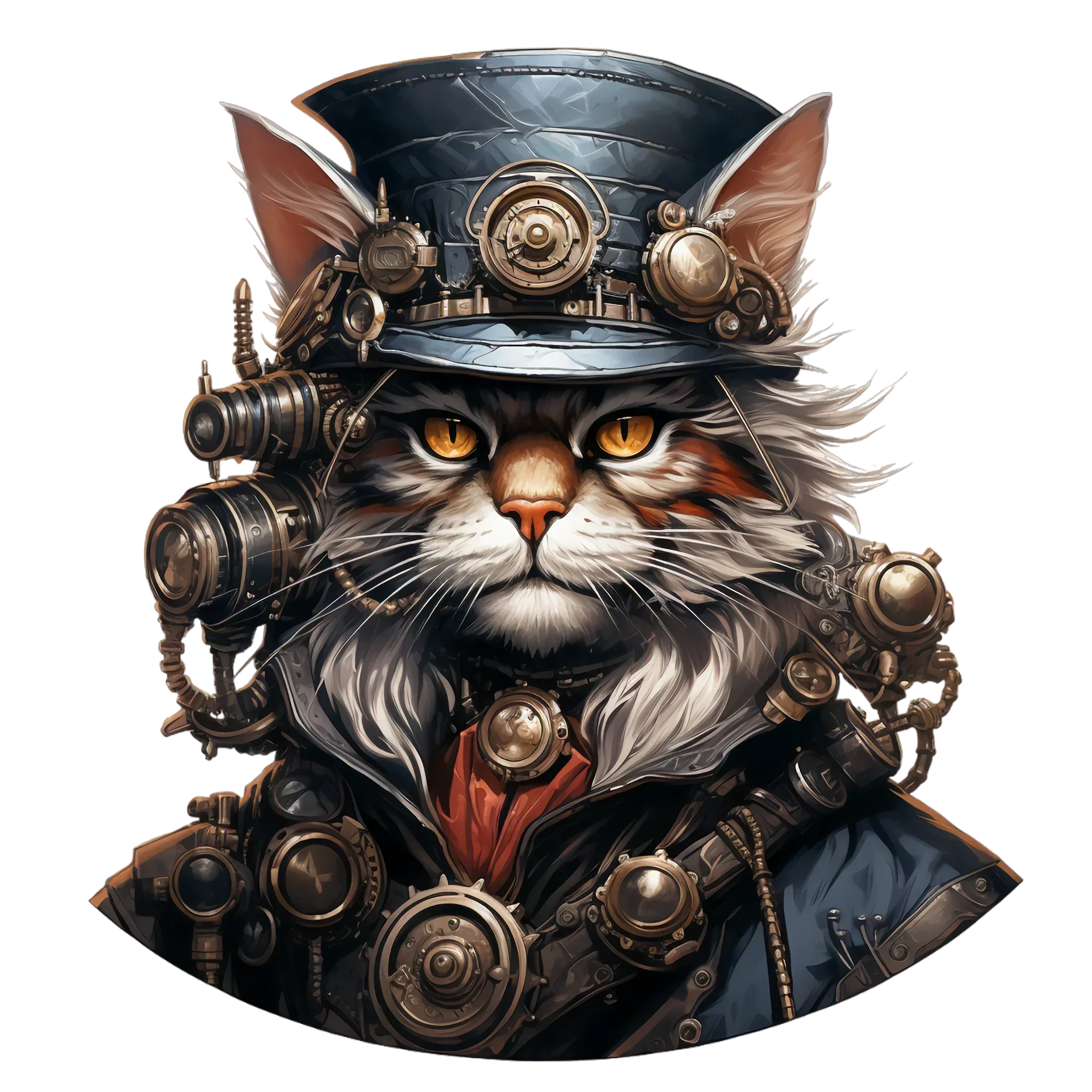 Wandbild Steampunkkatze Kunstdruck auf Leinwand direkt zum Aufhängen | Wandbild Galerie