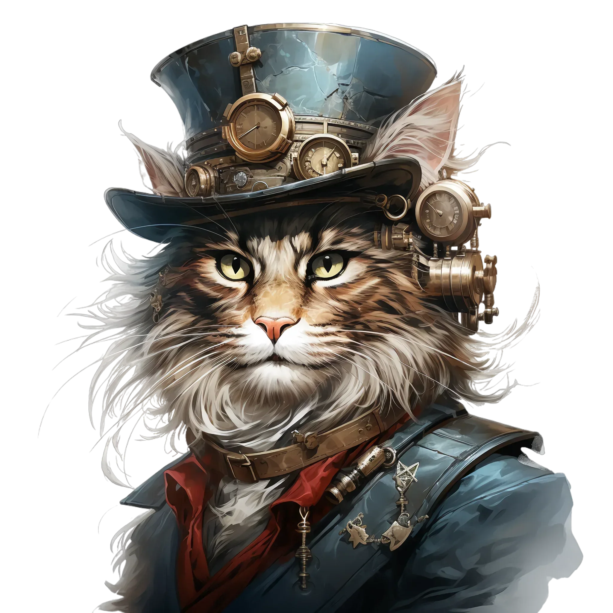 Wandbild Steampunkkatze Kunstdruck auf Leinwand direkt zum Aufhängen | Wandbild Galerie