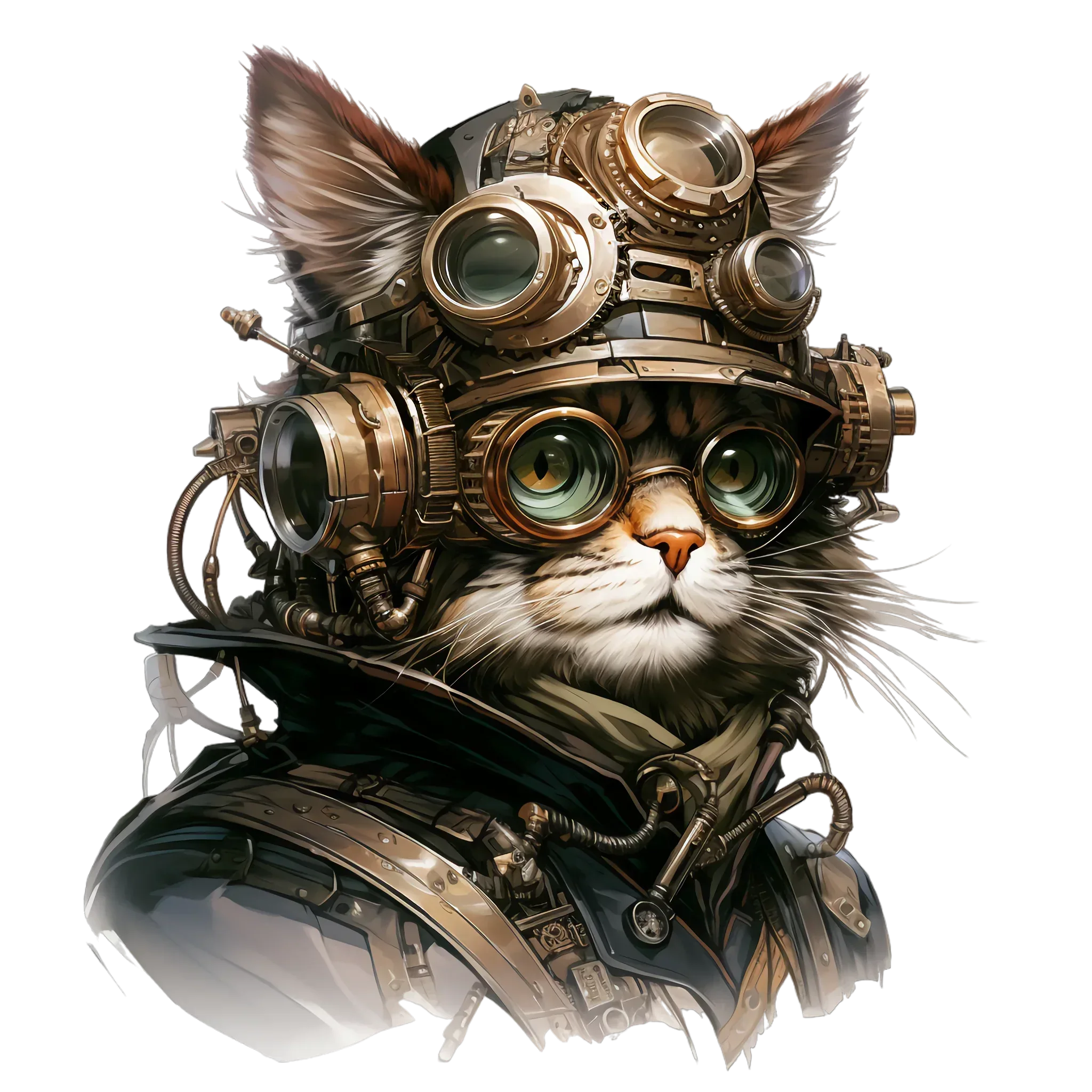 Wandbild Steampunkkatze Kunstdruck auf Leinwand direkt zum Aufhängen | Wandbild Galerie