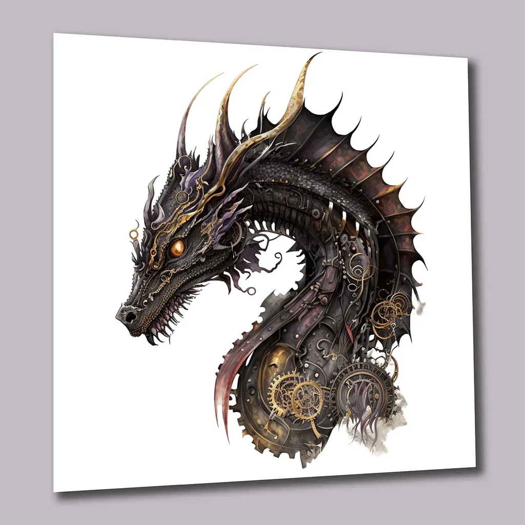 Drachen Steampunk 11 Wandbild Kunstdruck auf Leinwand | Wandbild Galerie