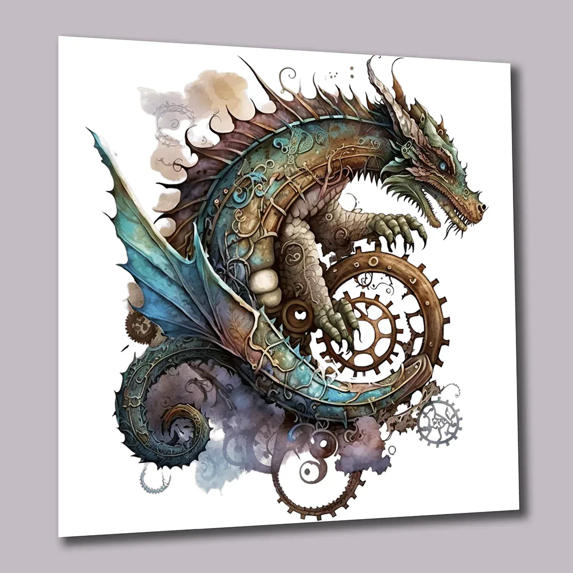 Drachen Steampunk 109 Wandbild Kunstdruck auf Leinwand | Wandbild Galerie