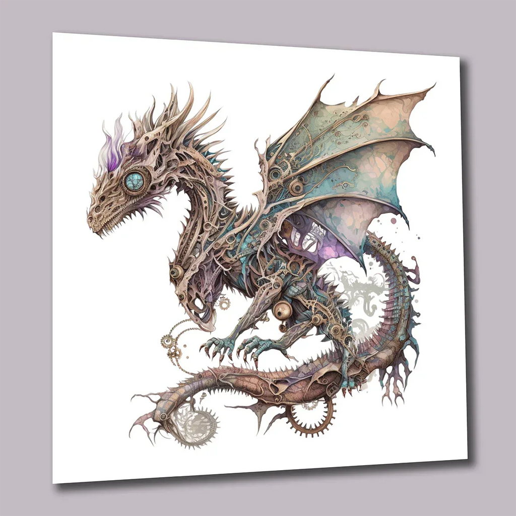 Drachen Steampunk 9 Wandbild Kunstdruck auf Leinwand | Wandbild Galerie