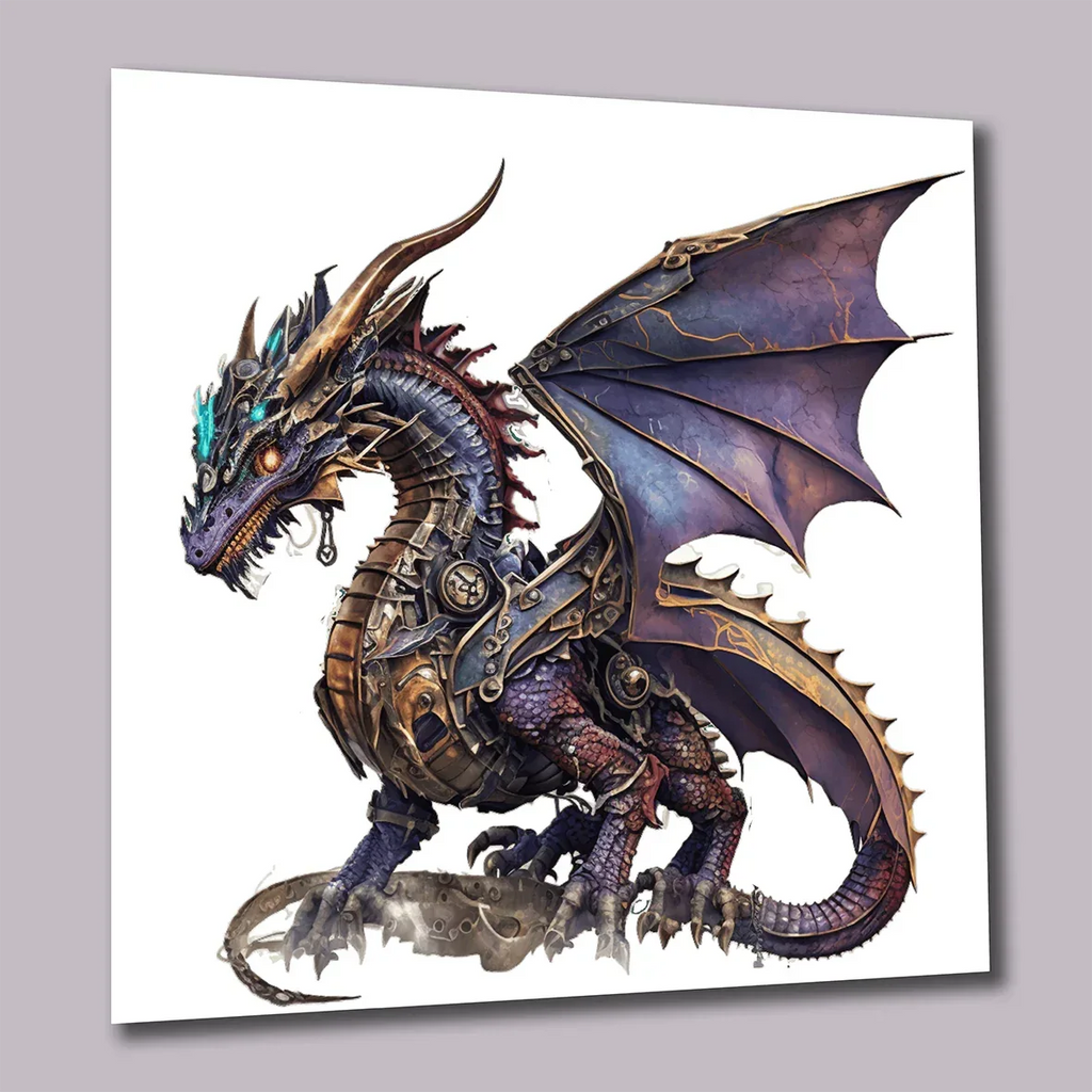 Drachen Steampunk 6 Wandbild Kunstdruck auf Leinwand | Wandbild Galerie