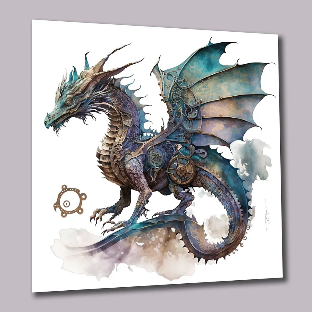 Drachen Steampunk 5 Wandbild Kunstdruck auf Leinwand | Wandbild Galerie