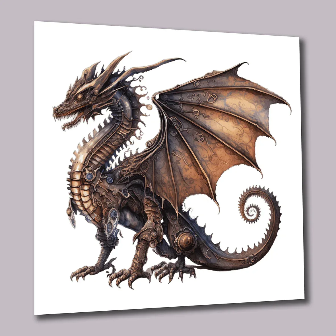 Drachen Steampunk 3 Wandbild Kunstdruck auf Leinwand | Wandbild Galerie