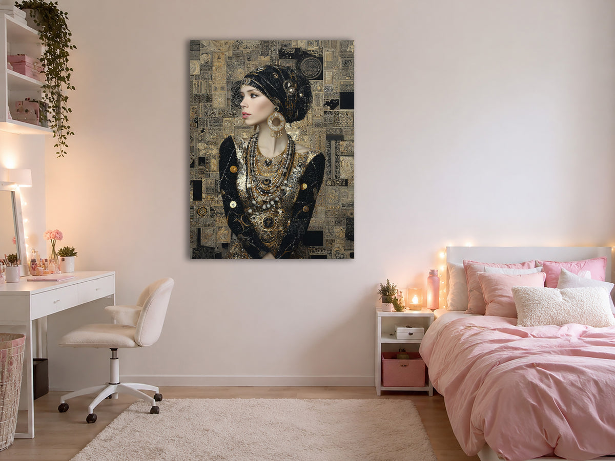 Wandbild Klimt Stil Goldene Frau 11 Kunstdruck auf Leinwand