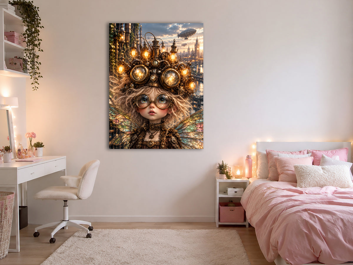 Steampunk Lichtfee – Magisches Wandbild fürs Mädchenzimmer