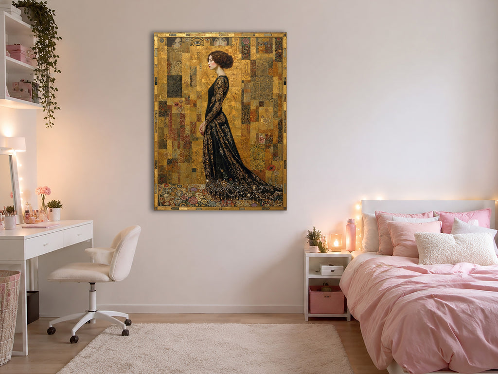 Wandbild Klimt Stil Goldene Frau 5 Kunstdruck auf Leinwand
