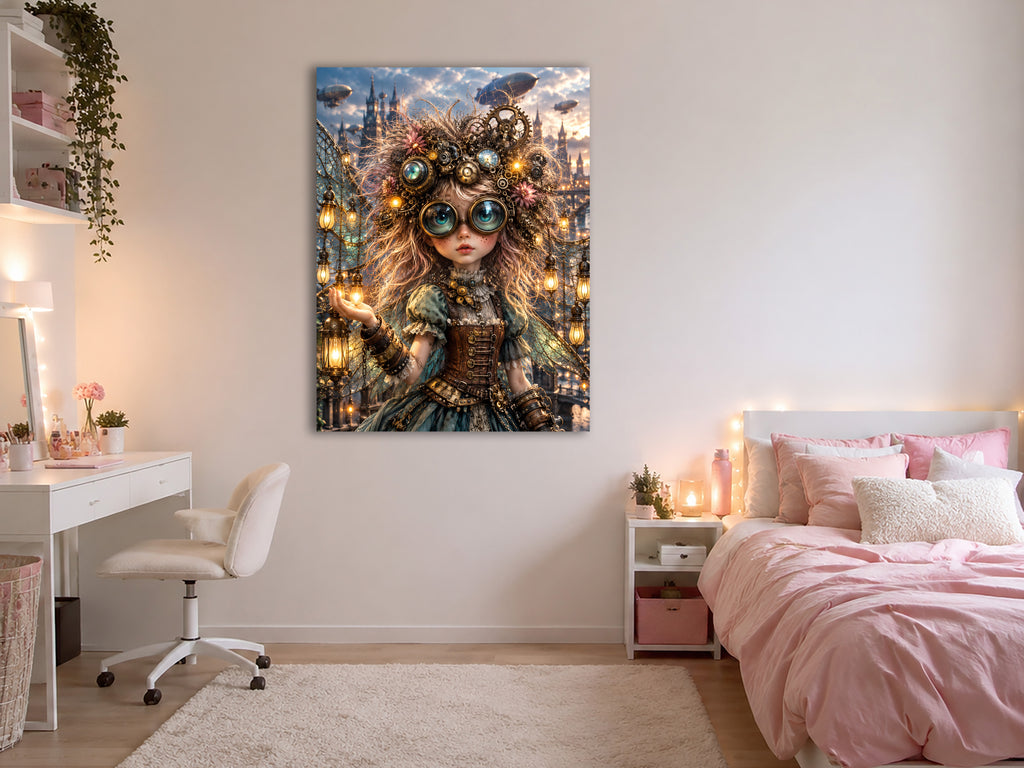 Steampunk Laternenfee – Magisches Wandbild fürs Kinderzimmer