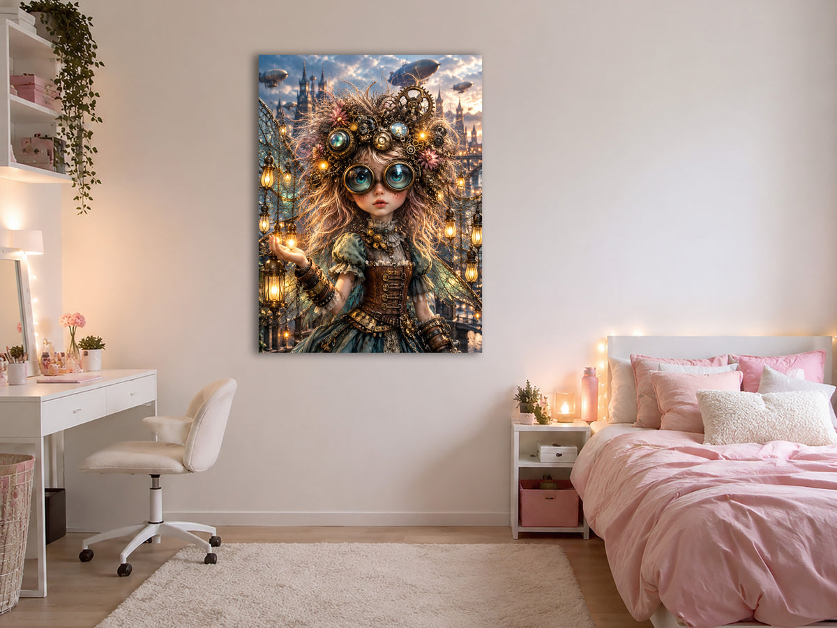 Steampunk Laternenfee – Magisches Wandbild fürs Kinderzimmer