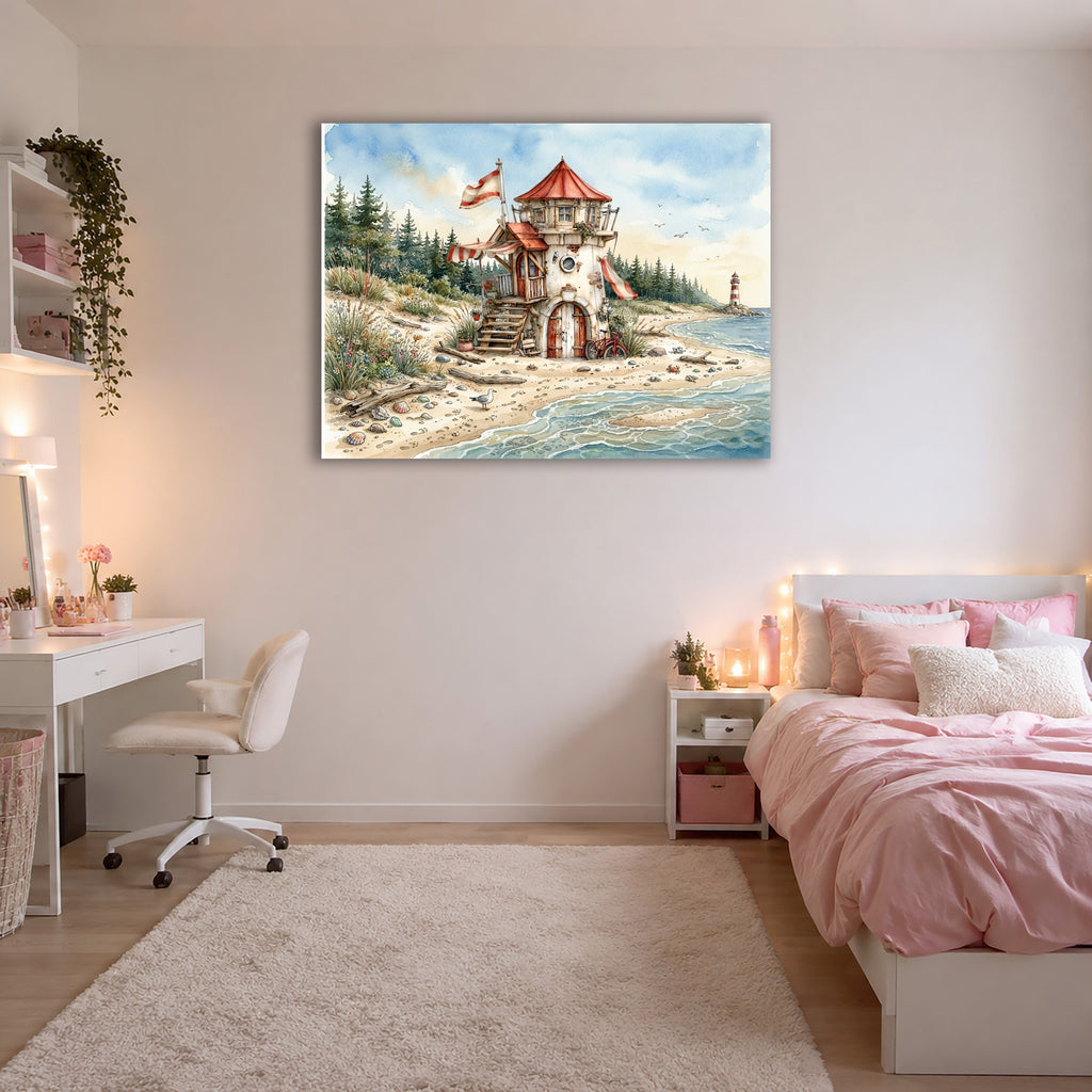 Wandbild Hausboot Karikatur 7 Kunstdruck auf Leinwand