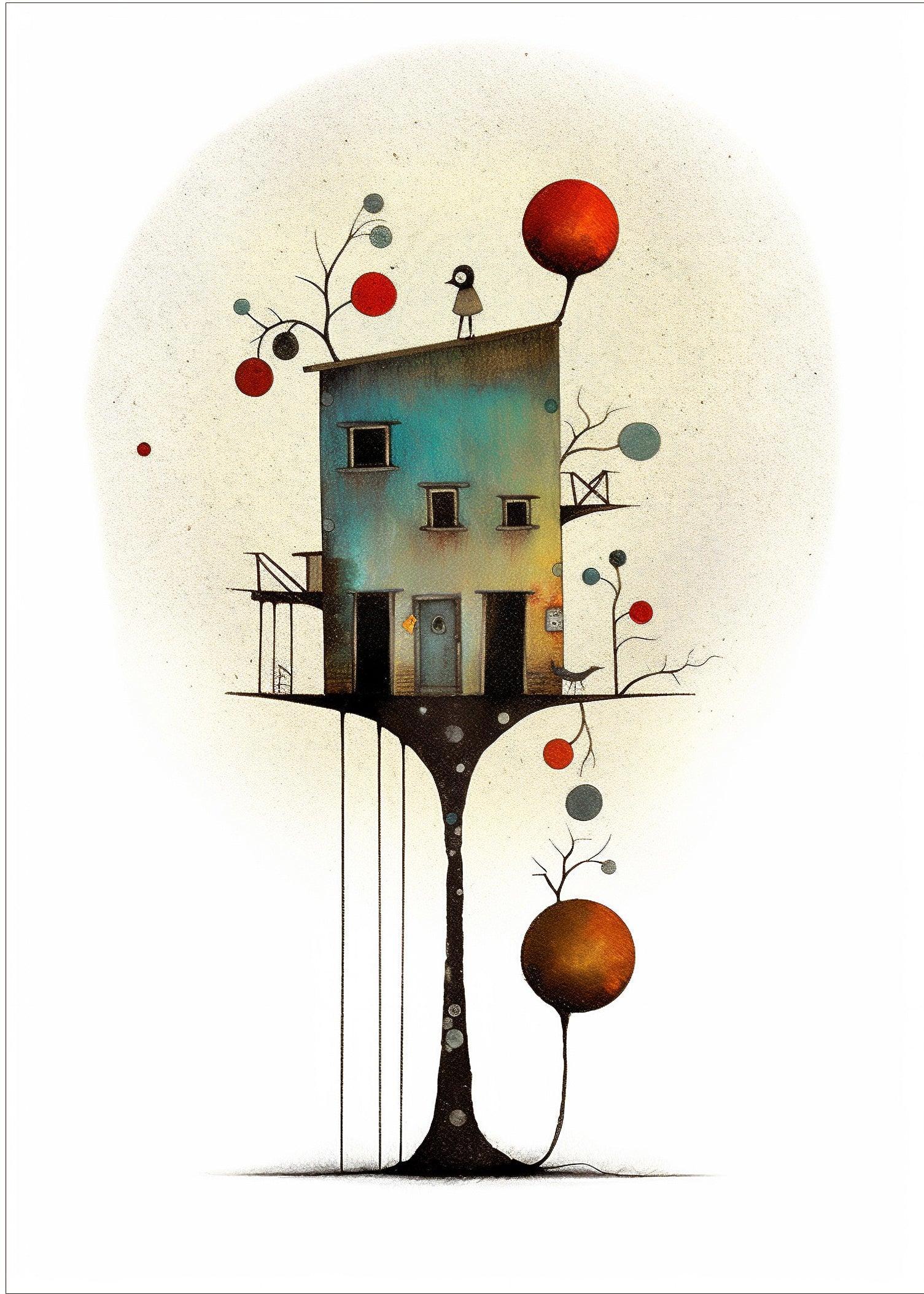 Wandbild Haus Surreal Kunstdruck auf Leinwand direkt zum Aufhängen | Wandbild Galerie