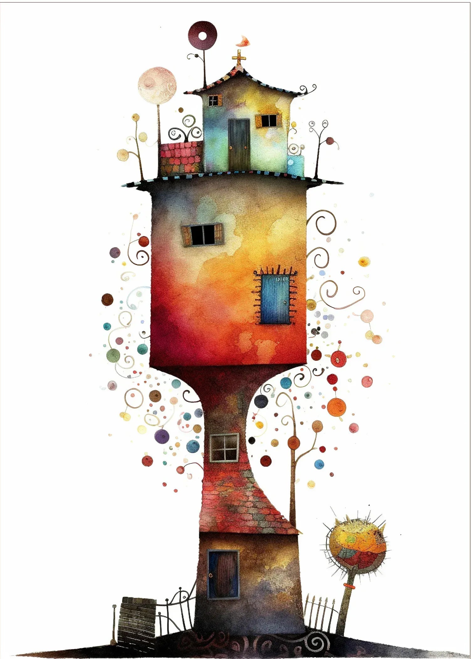 Wandbild Haus Surreal Kunstdruck auf Leinwand direkt zum Aufhängen | Wandbild Galerie