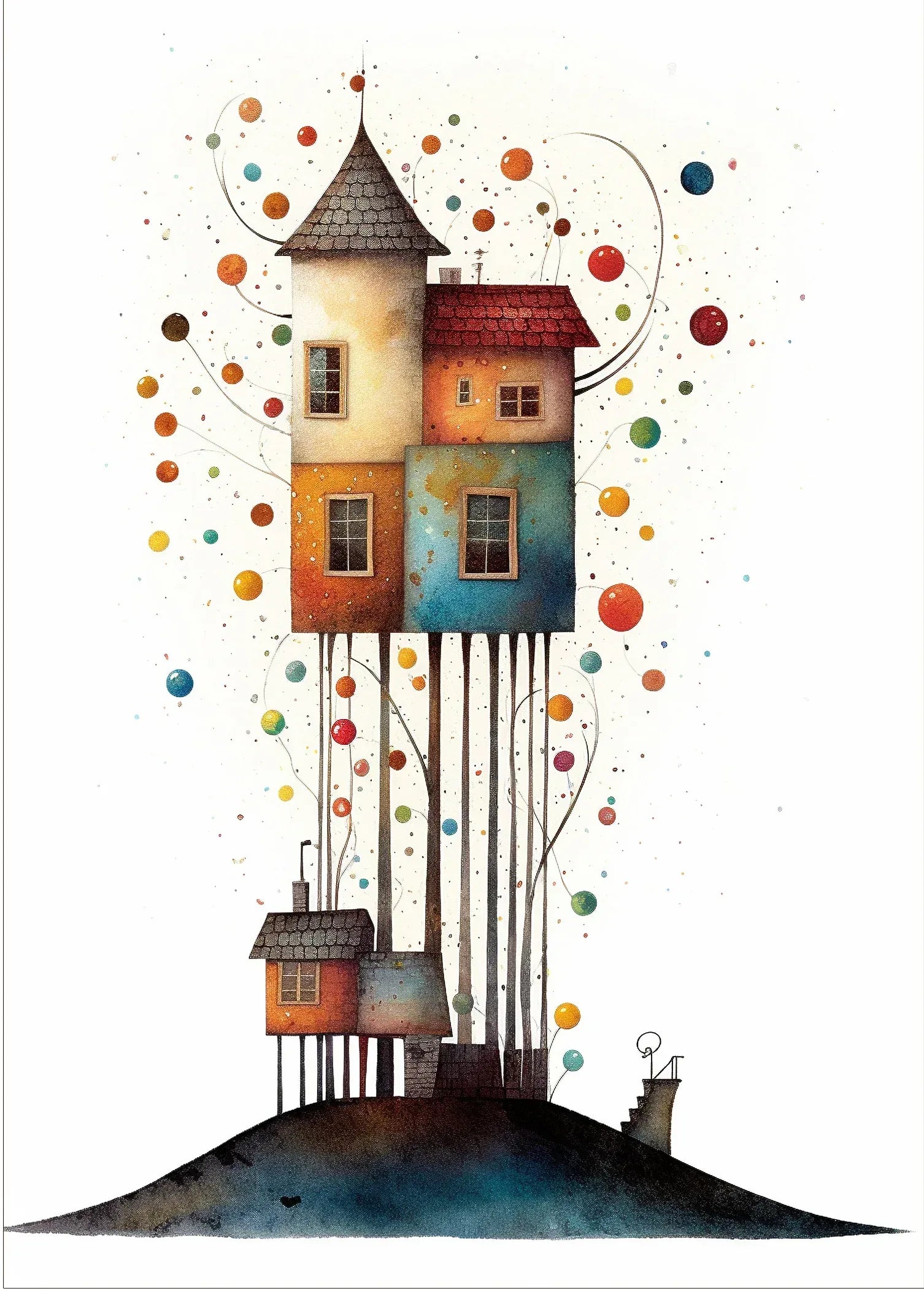 Wandbild Haus Surreal Kunstdruck auf Leinwand direkt zum Aufhängen | Wandbild Galerie