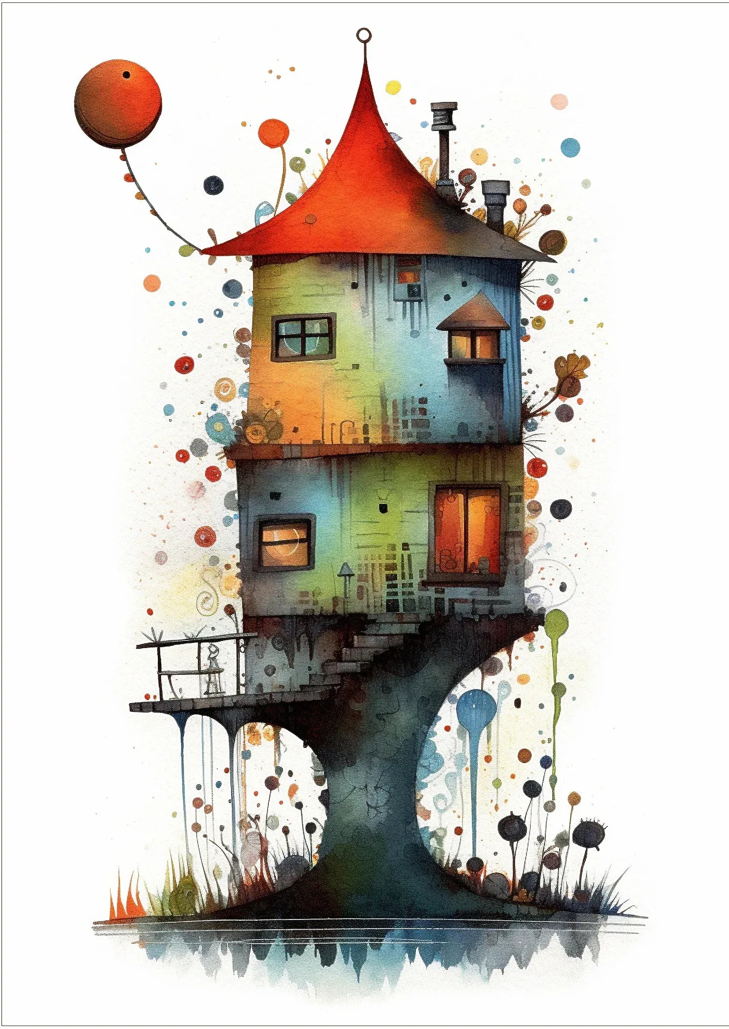 Wandbild Haus Surreal Kunstdruck auf Leinwand direkt zum Aufhängen | Wandbild Galerie