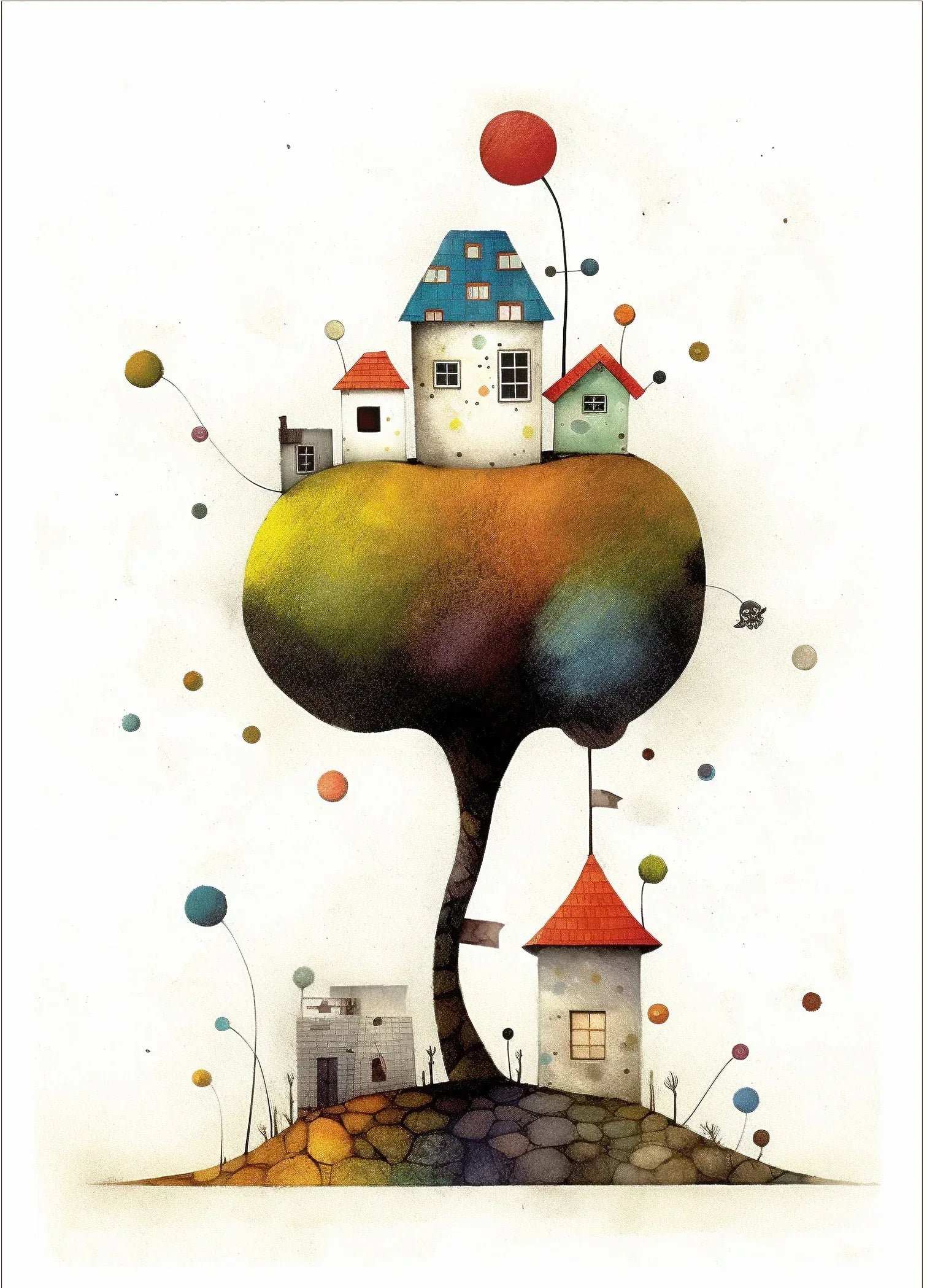 Wandbild Haus Surreal Kunstdruck auf Leinwand direkt zum Aufhängen | Wandbild Galerie