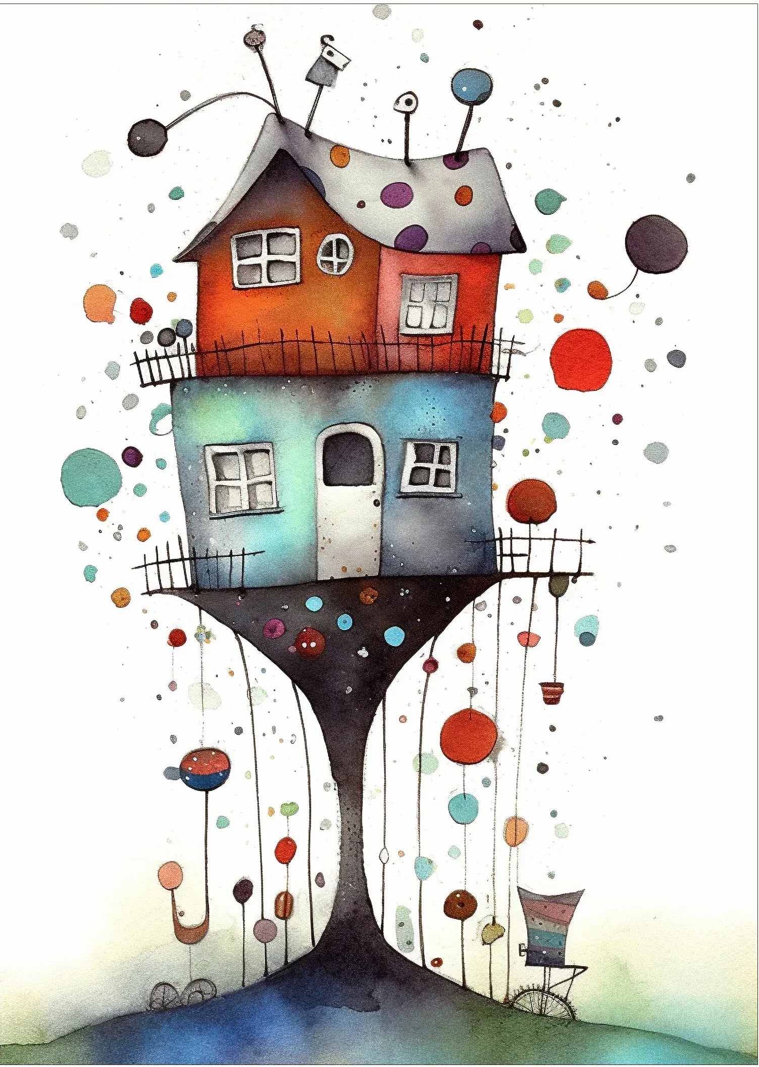 Wandbild Haus Surreal Kunstdruck auf Leinwand direkt zum Aufhängen | Wandbild Galerie