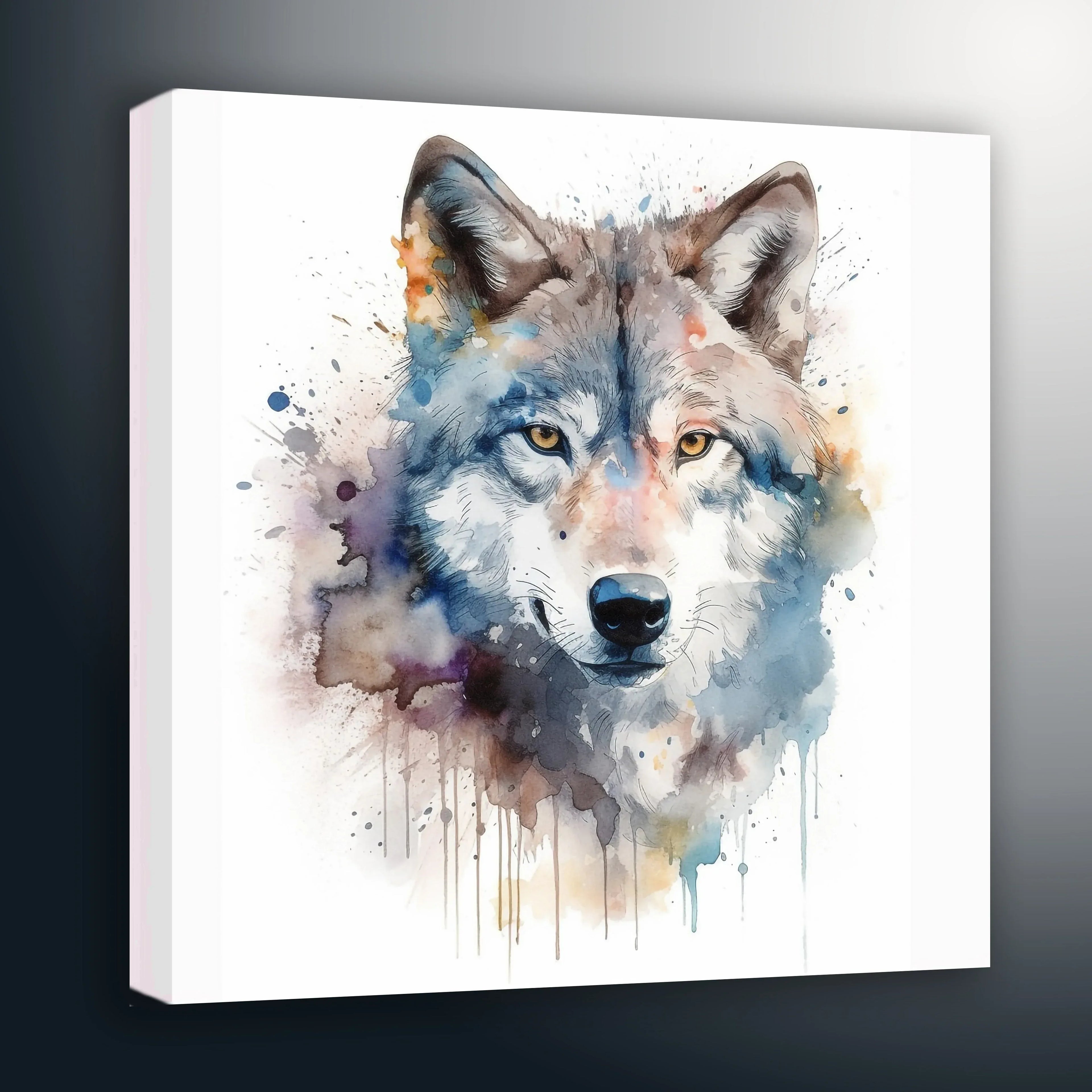 Wandbild Wolf Portrait Kunstdruck auf Leinwand direkt zum Aufhängen | Wandbild Galerie
