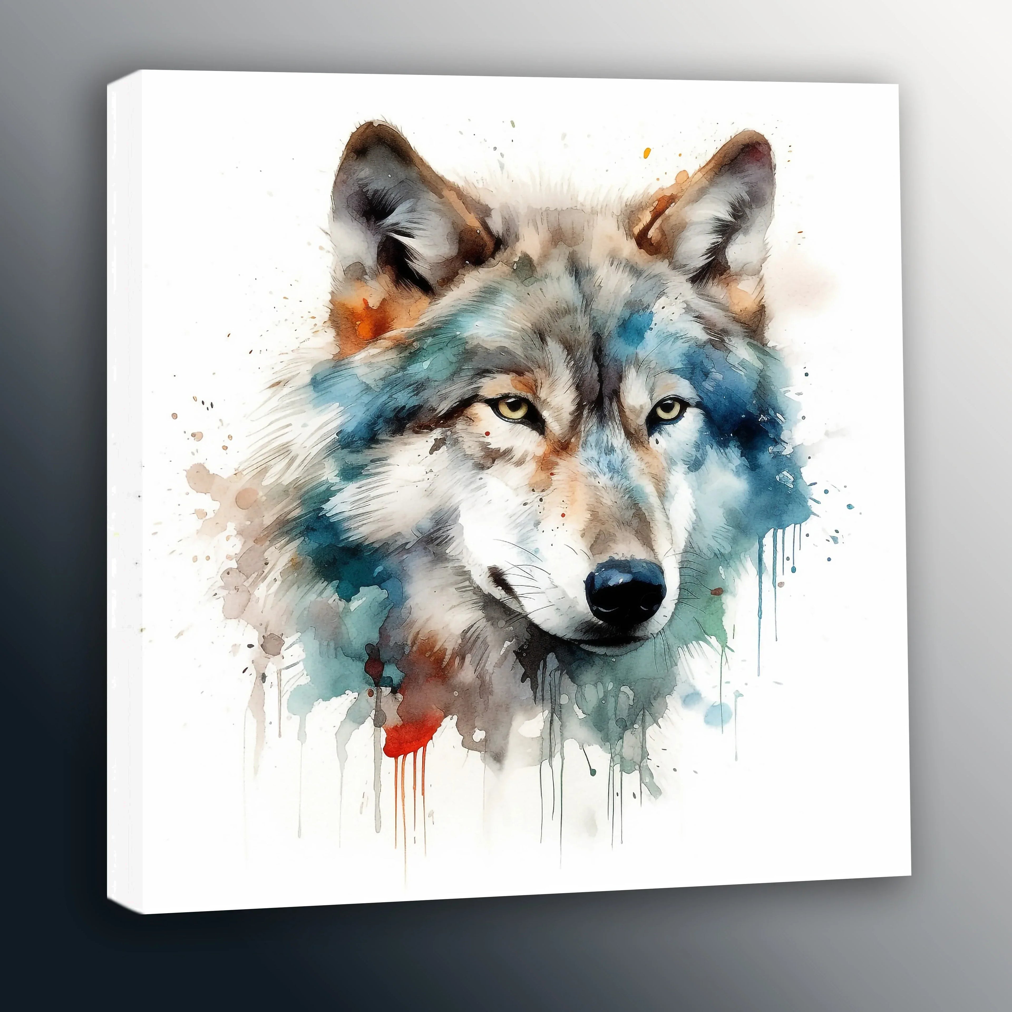 Wandbild Wolf Portrait Kunstdruck auf Leinwand direkt zum Aufhängen | Wandbild Galerie
