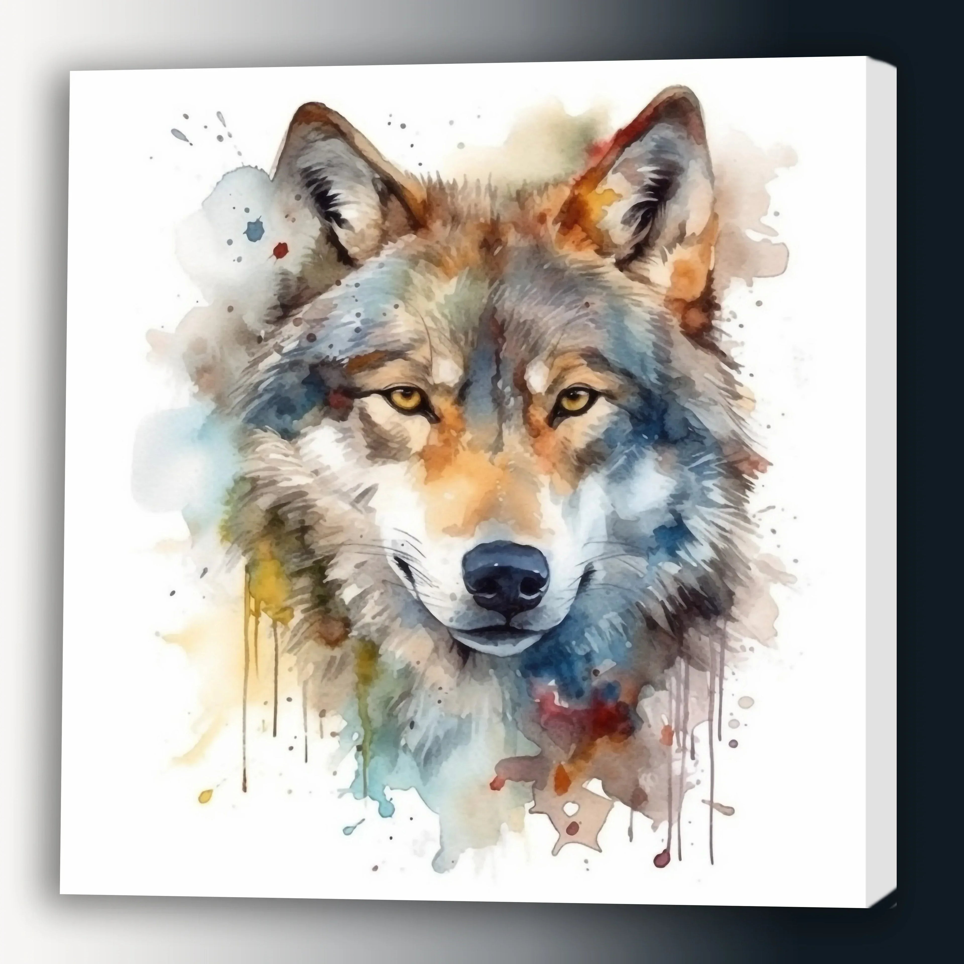 Wandbild Wolf Portrait Kunstdruck auf Leinwand direkt zum Aufhängen | Wandbild Galerie
