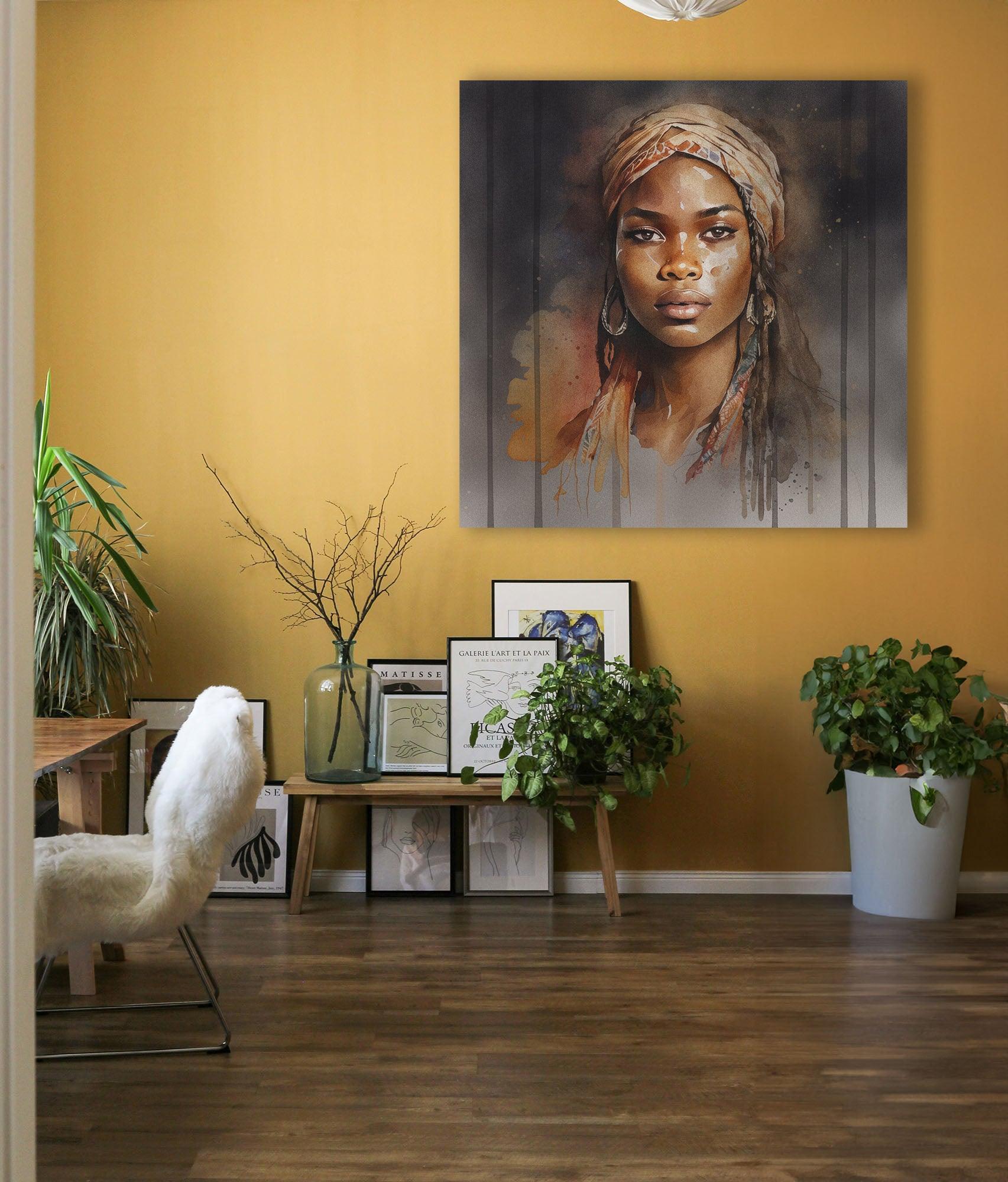Afrikanerin Portrait mit Kopftuch und Creolen