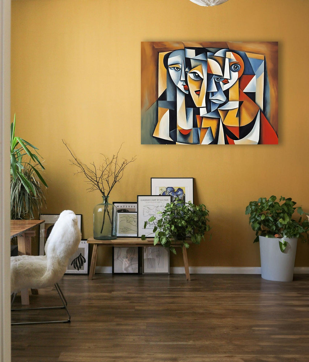 Wandbild Kubistische Gesichter Picasso Style Kunstdruck auf Leinwand