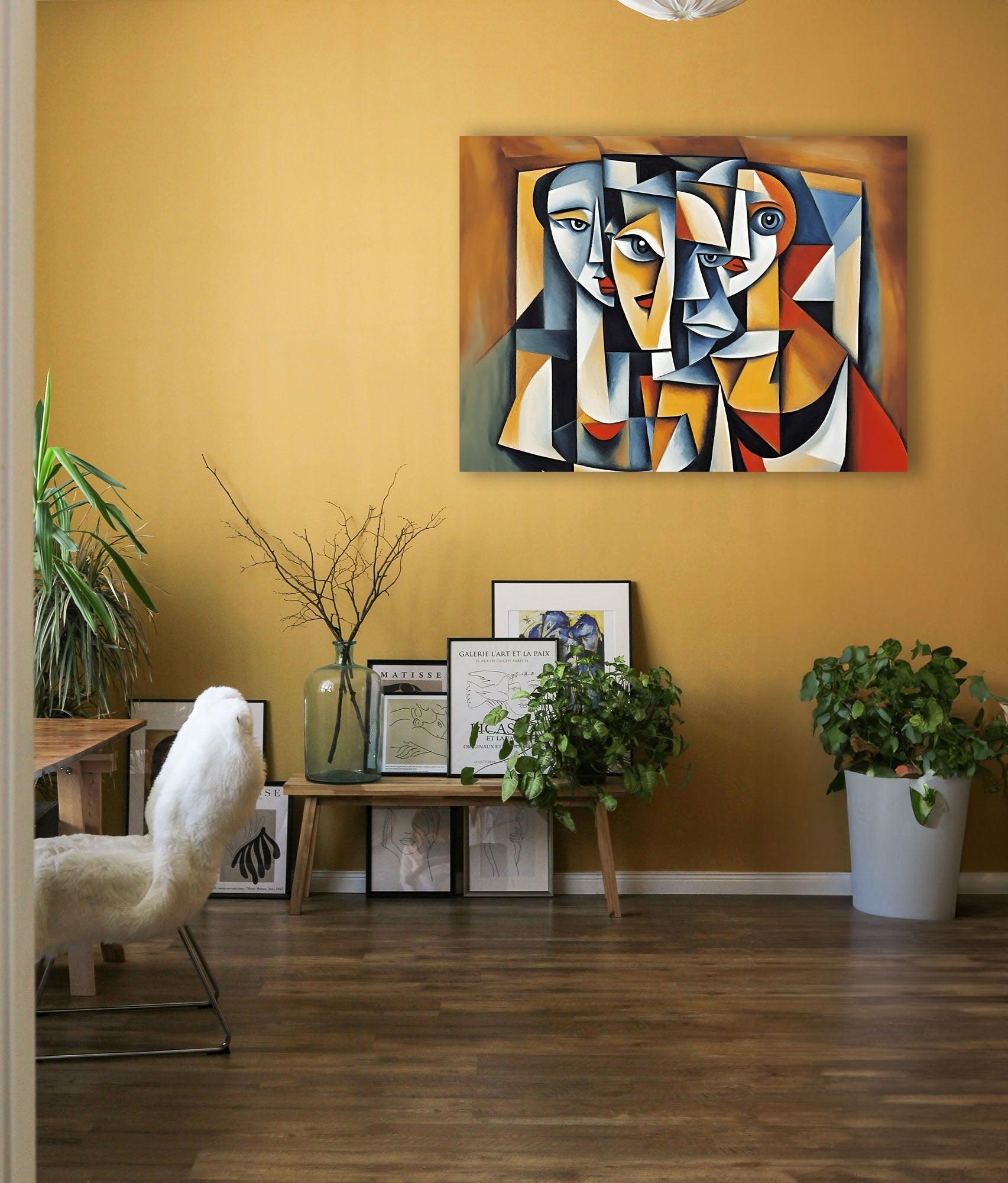 Wandbild Kubistische Gesichter Picasso Style Kunstdruck auf Leinwand