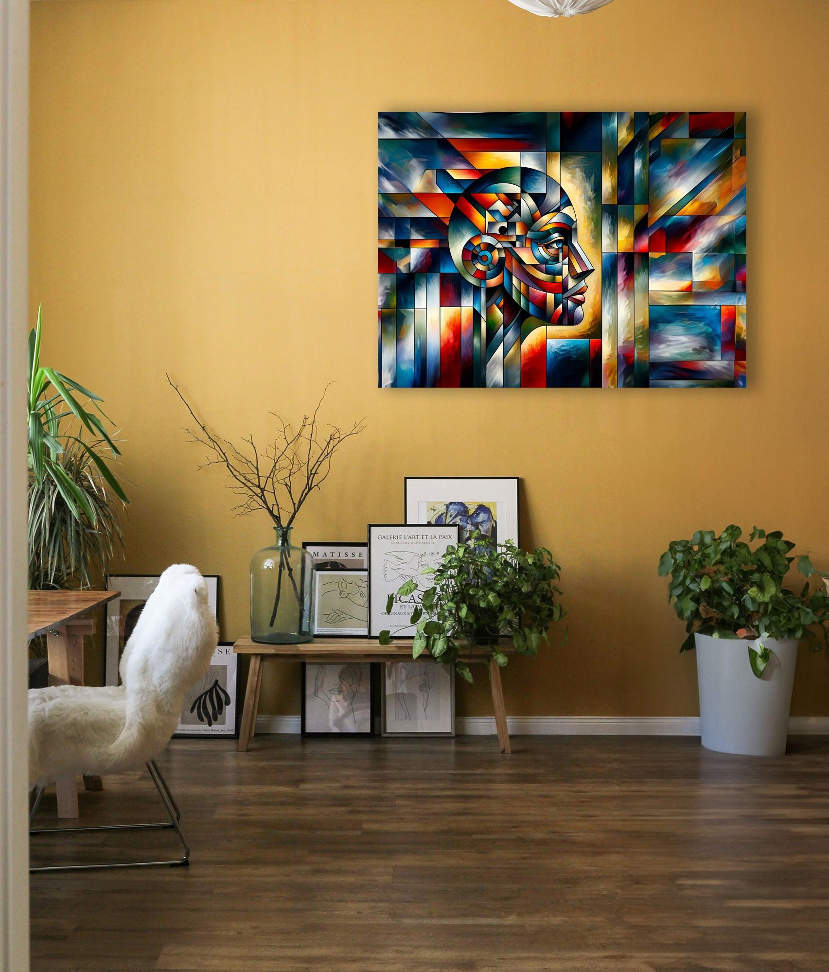 Wandbild Kubistisches Frauenprofil Picasso Style Kunstdruck auf Leinwand