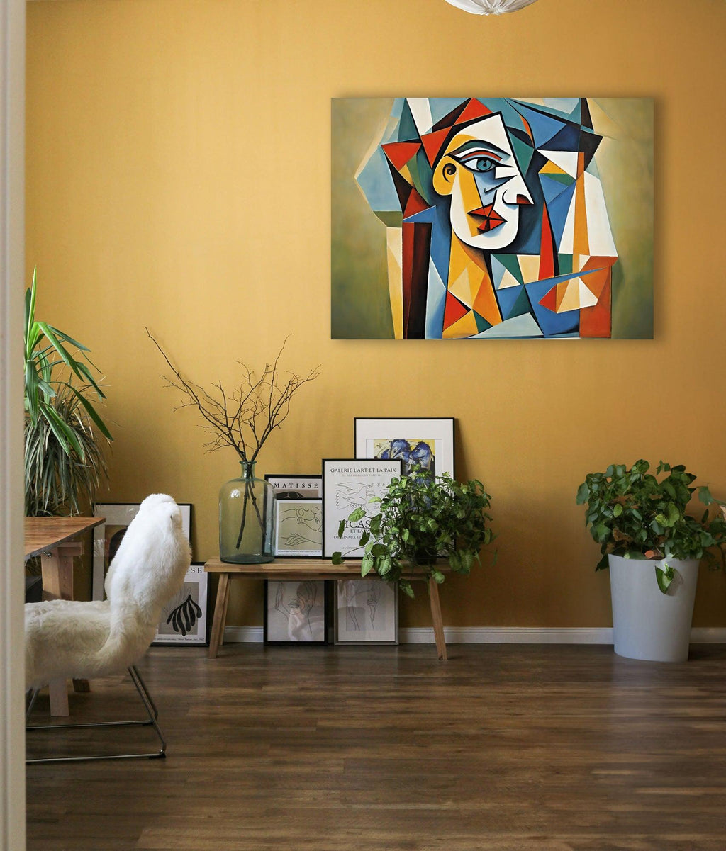 Wandbild Kubistisches Portrait Picasso Style Kunstdruck auf Leinwand