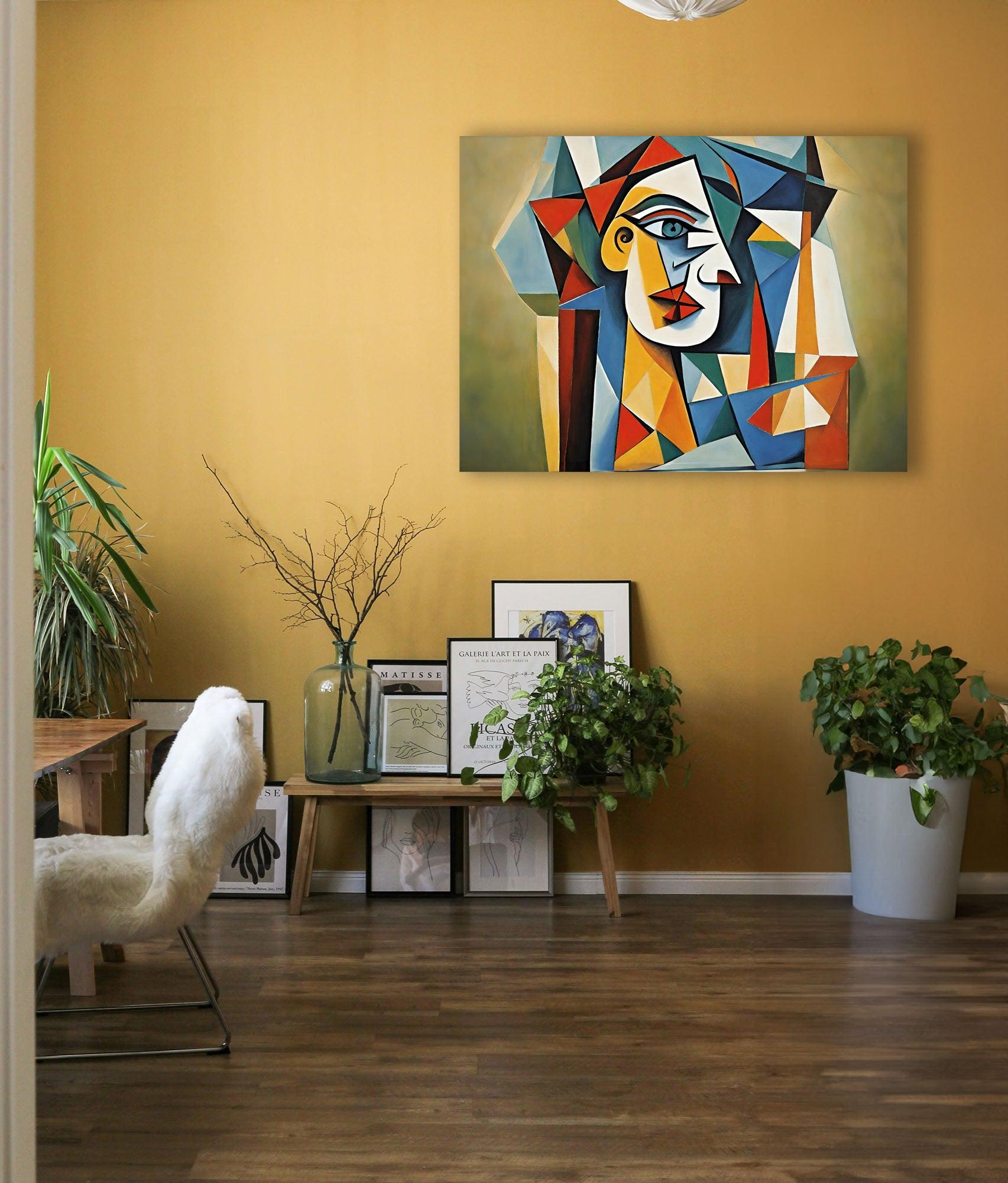 Wandbild Kubistisches Portrait Picasso Style Kunstdruck auf Leinwand