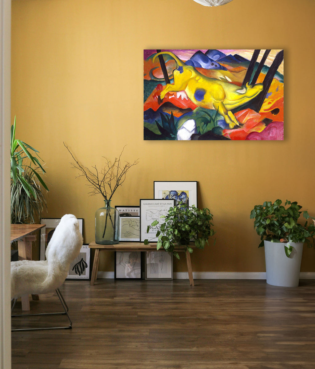 Wandbild Franz Marc Die gelbe Kuh Nr. 5 Kunstdruck auf Leinwand