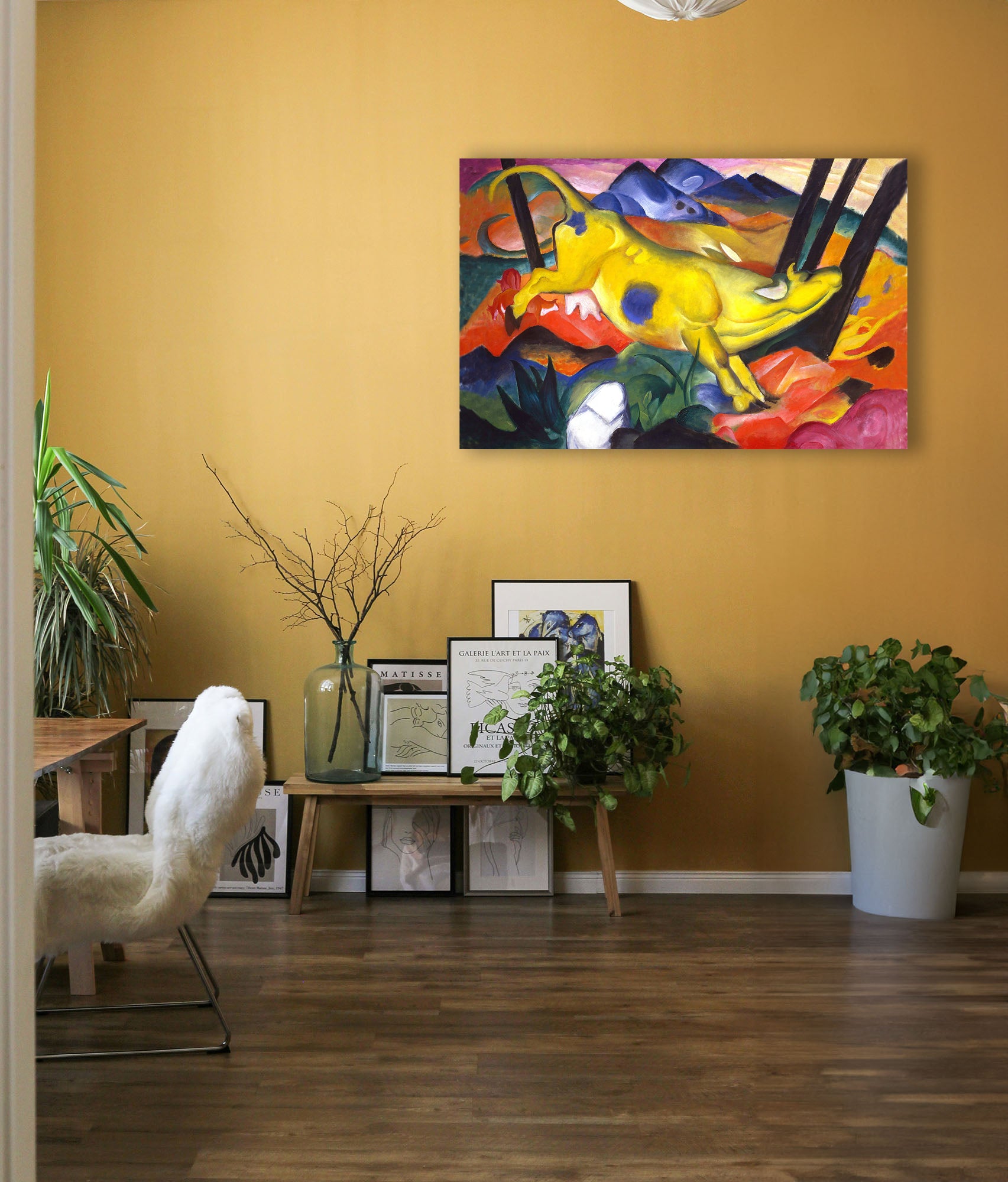 Wandbild Franz Marc Die gelbe Kuh Nr. 5 Kunstdruck auf Leinwand