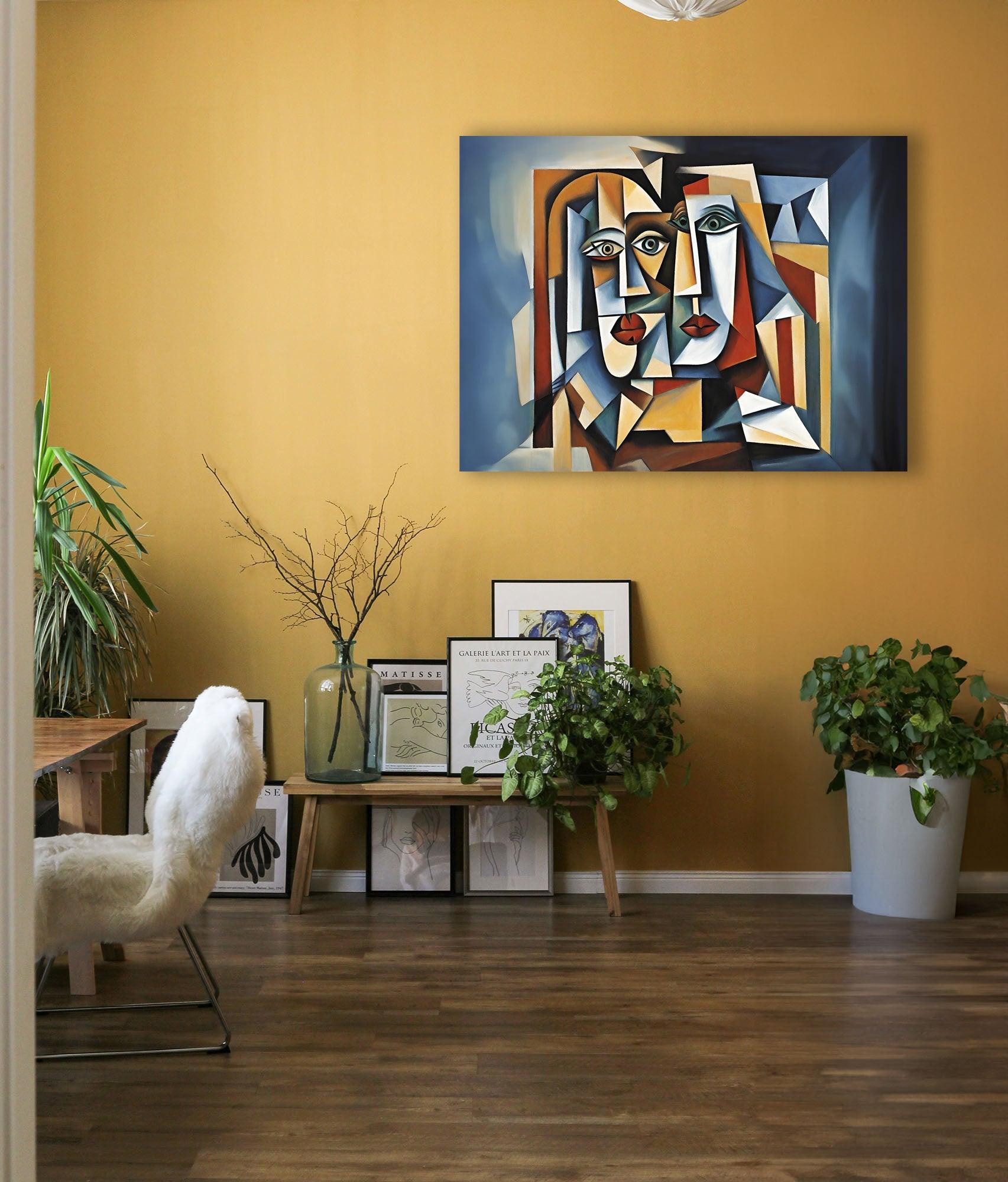 Wandbild Kubistisches Doppelportrait Picasso Style Kunstdruck auf Leinwand