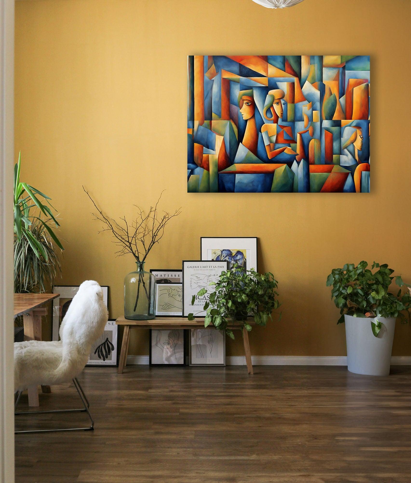 Wandbild Kubistische Frauen Picasso Style Kunstdruck auf Leinwand