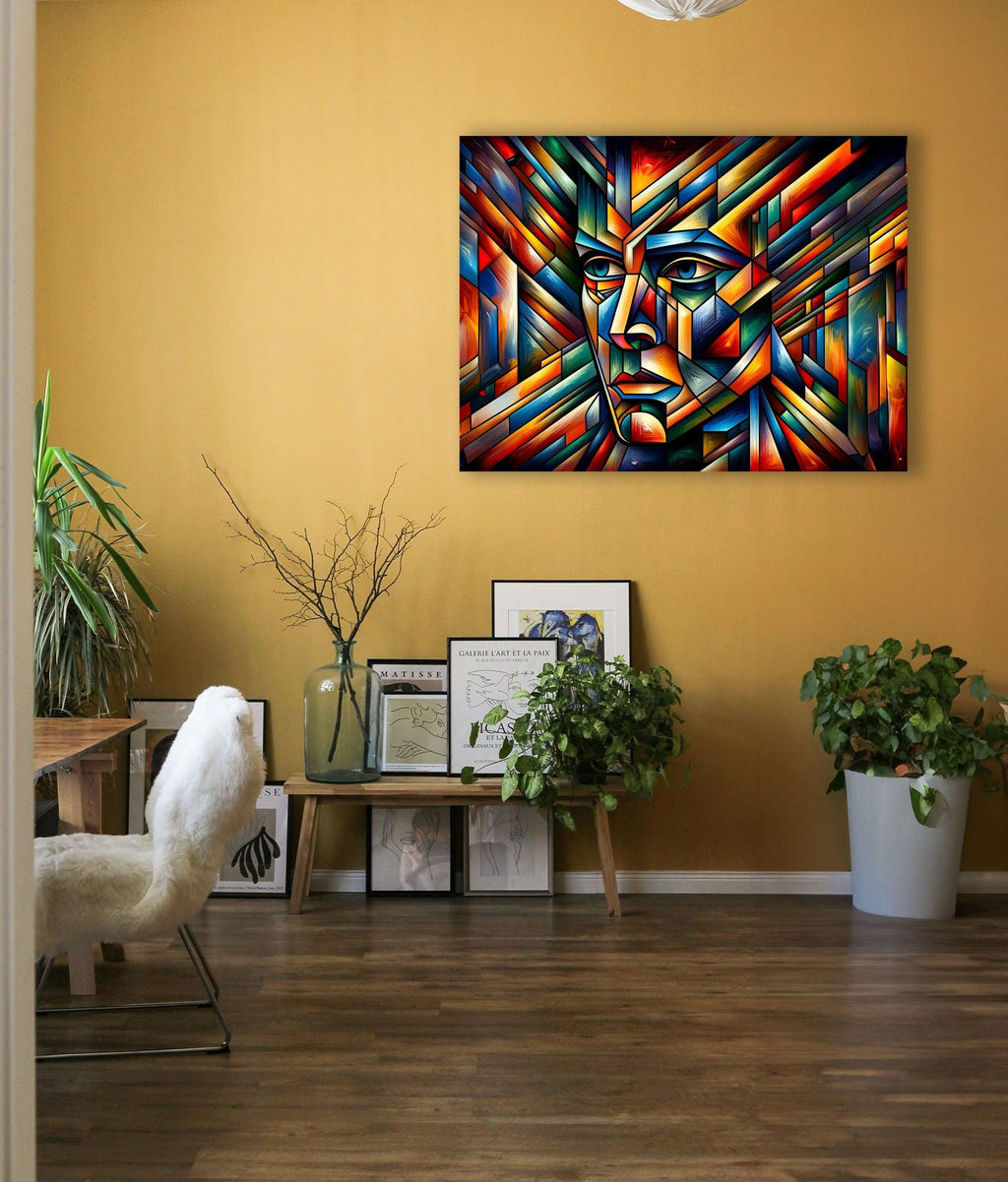 Wandbild Kubistisches Männerportrait Picasso Style Kunstdruck auf Leinwand