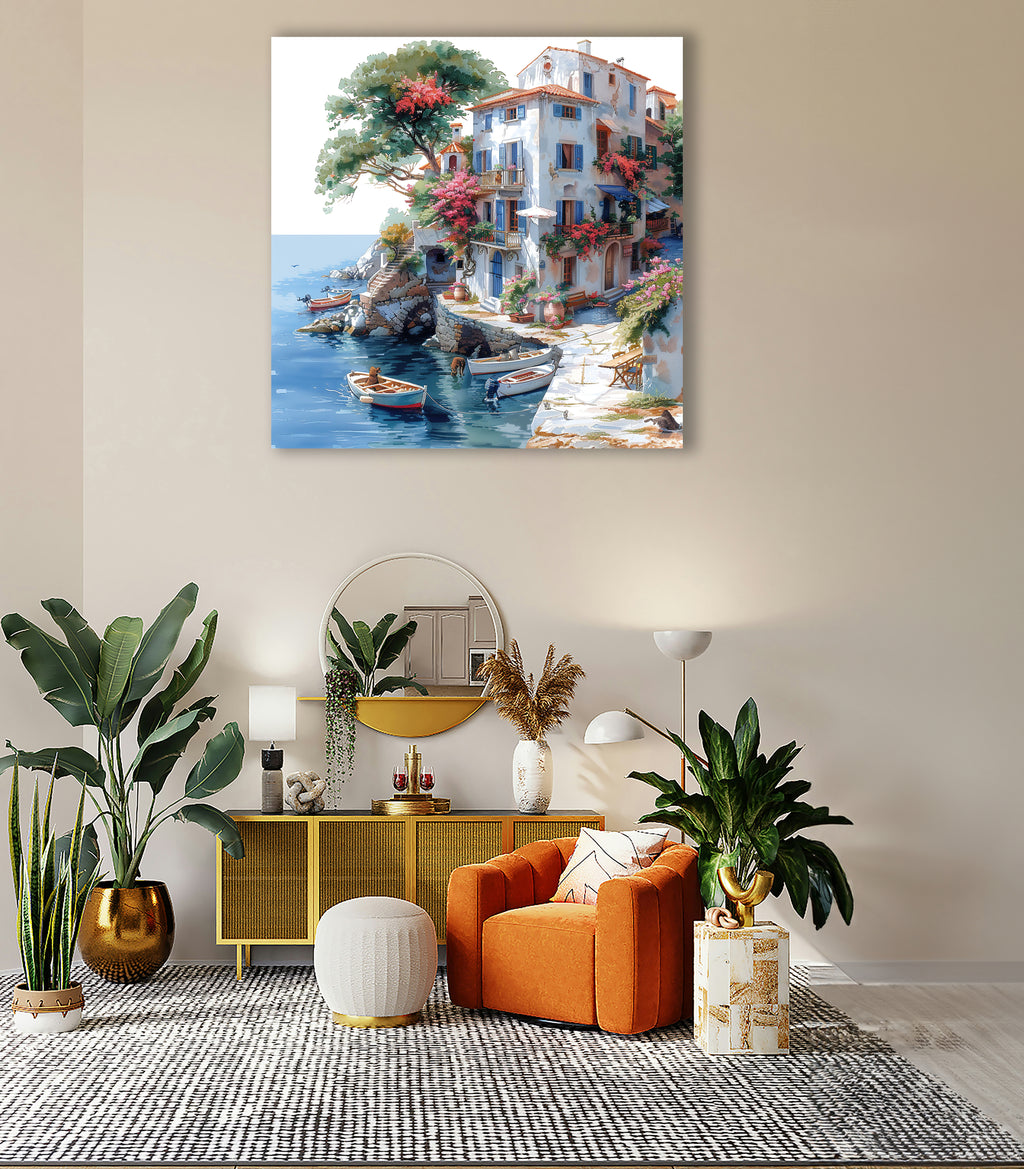 Mediterrane Küste 10 Landschaft Wandbild  Kunstdruck auf Leinwand