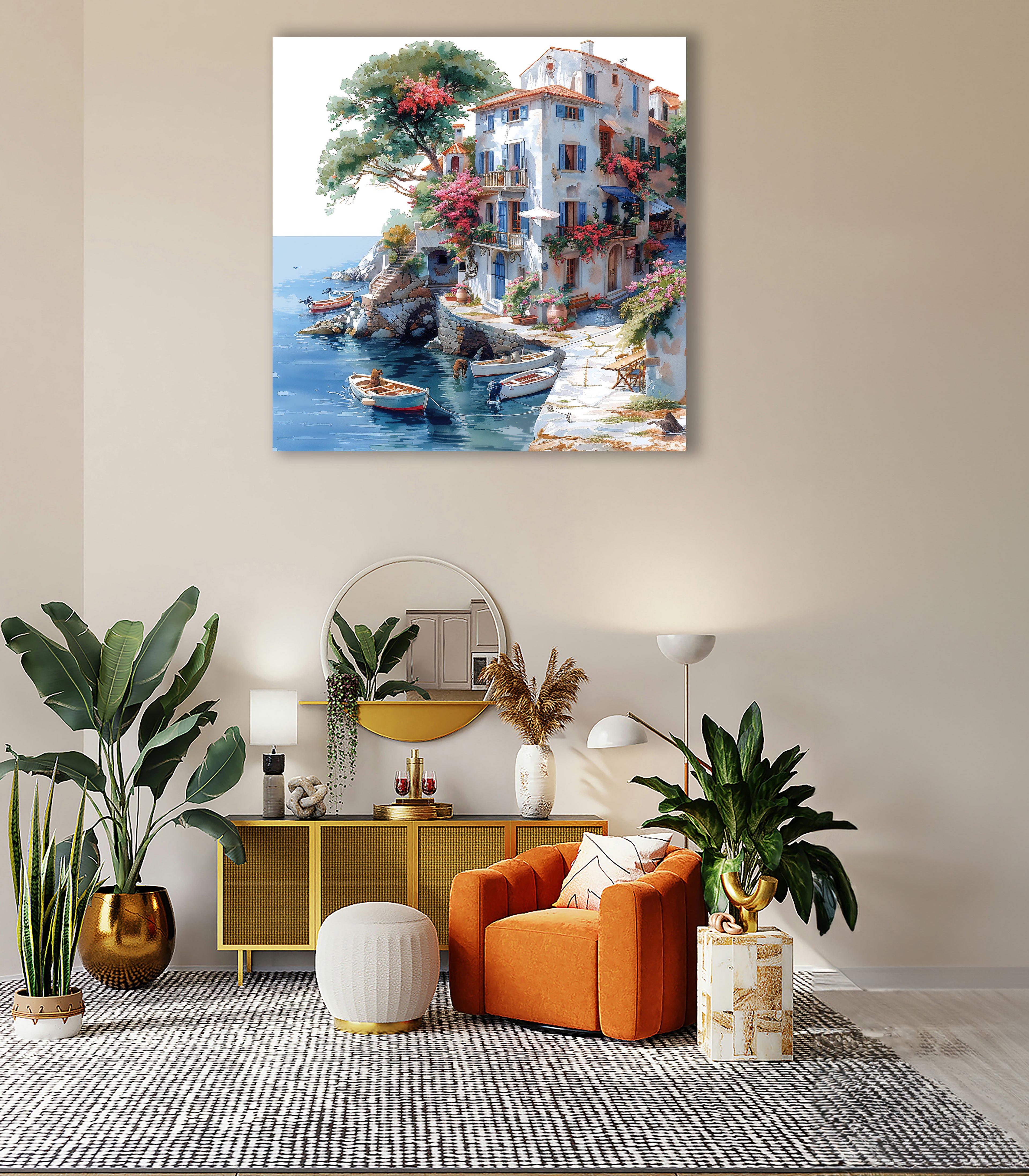 Mediterrane Küste 10 Landschaft Wandbild  Kunstdruck auf Leinwand