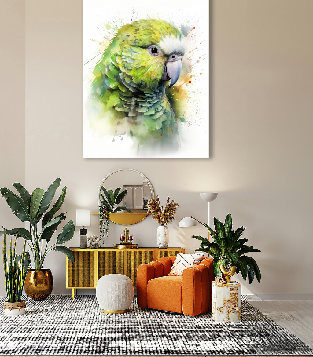 Wandbild Papagei Kakapo 10 Kunstdruck auf Leinwand direkt zum Aufhängen