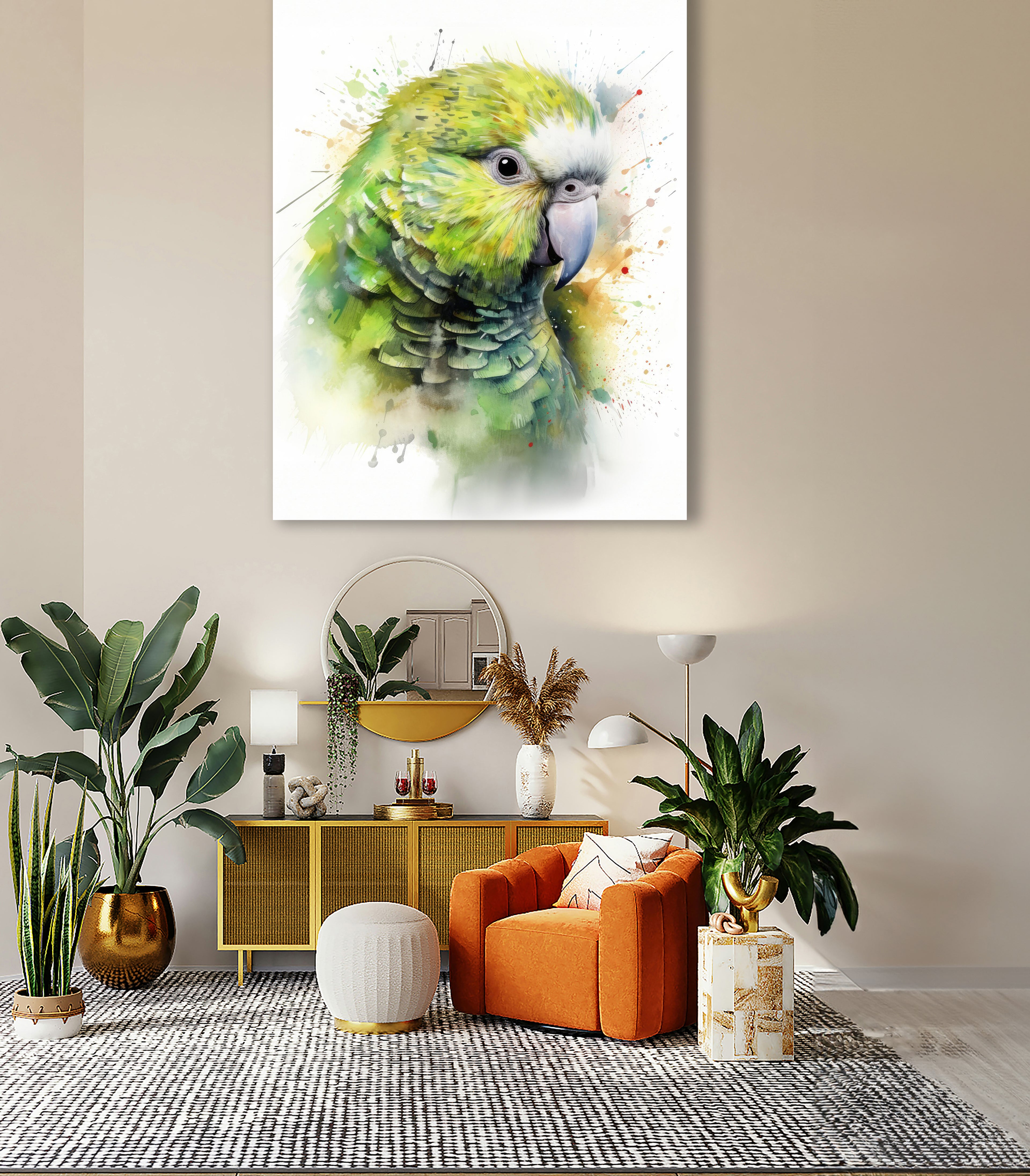 Wandbild Papagei Kakapo 10 Kunstdruck auf Leinwand direkt zum Aufhängen