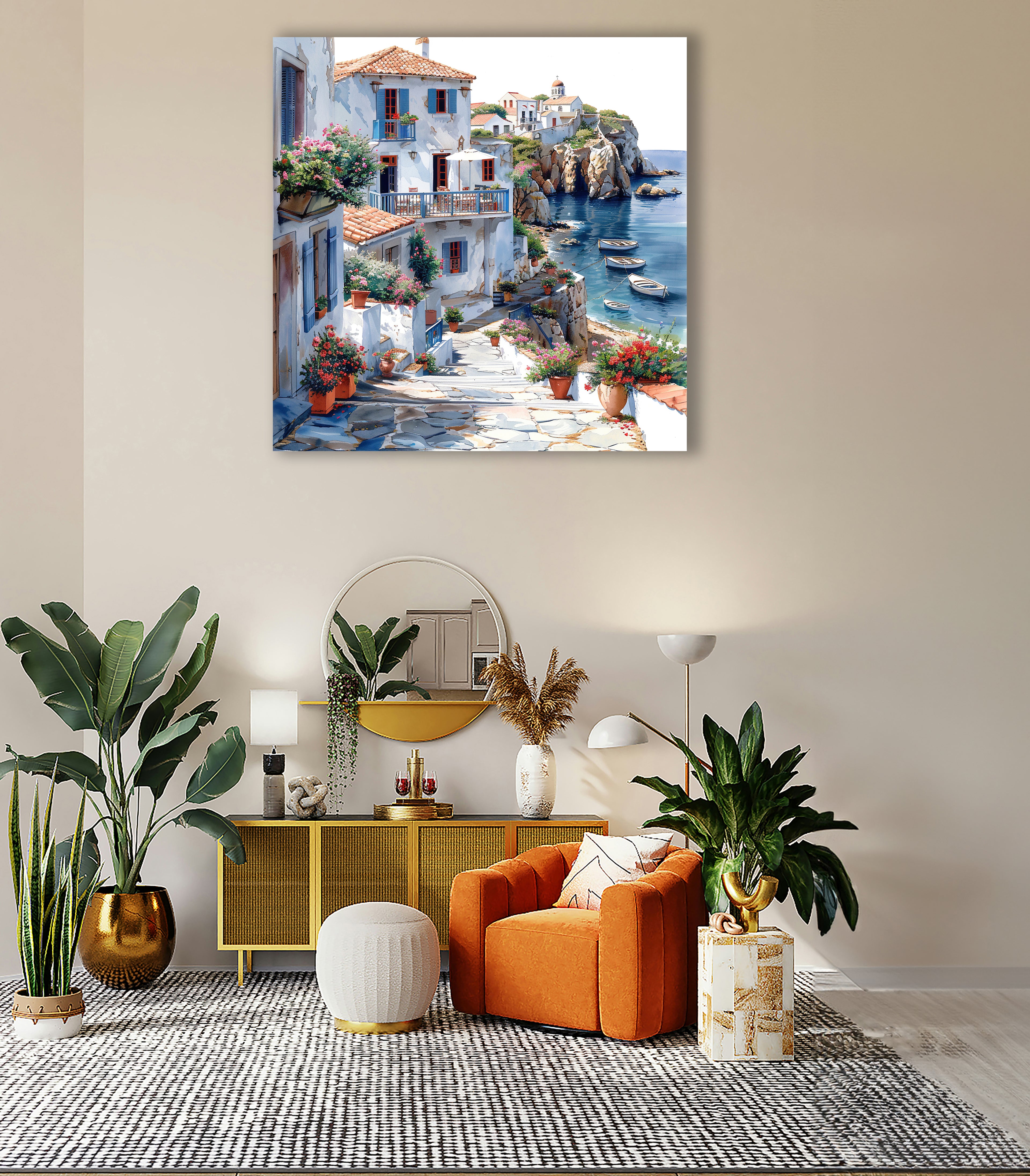 Mediterrane Küste 8 Landschaft Wandbild  Kunstdruck auf Leinwand