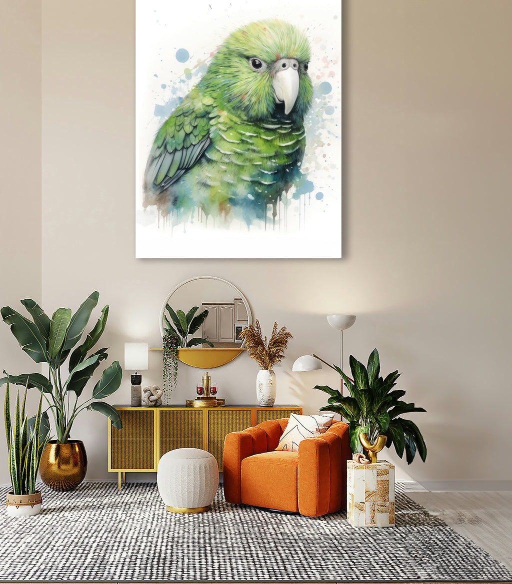 Wandbild Papagei Kakapo 2 Kunstdruck auf Leinwand direkt zum Aufhängen