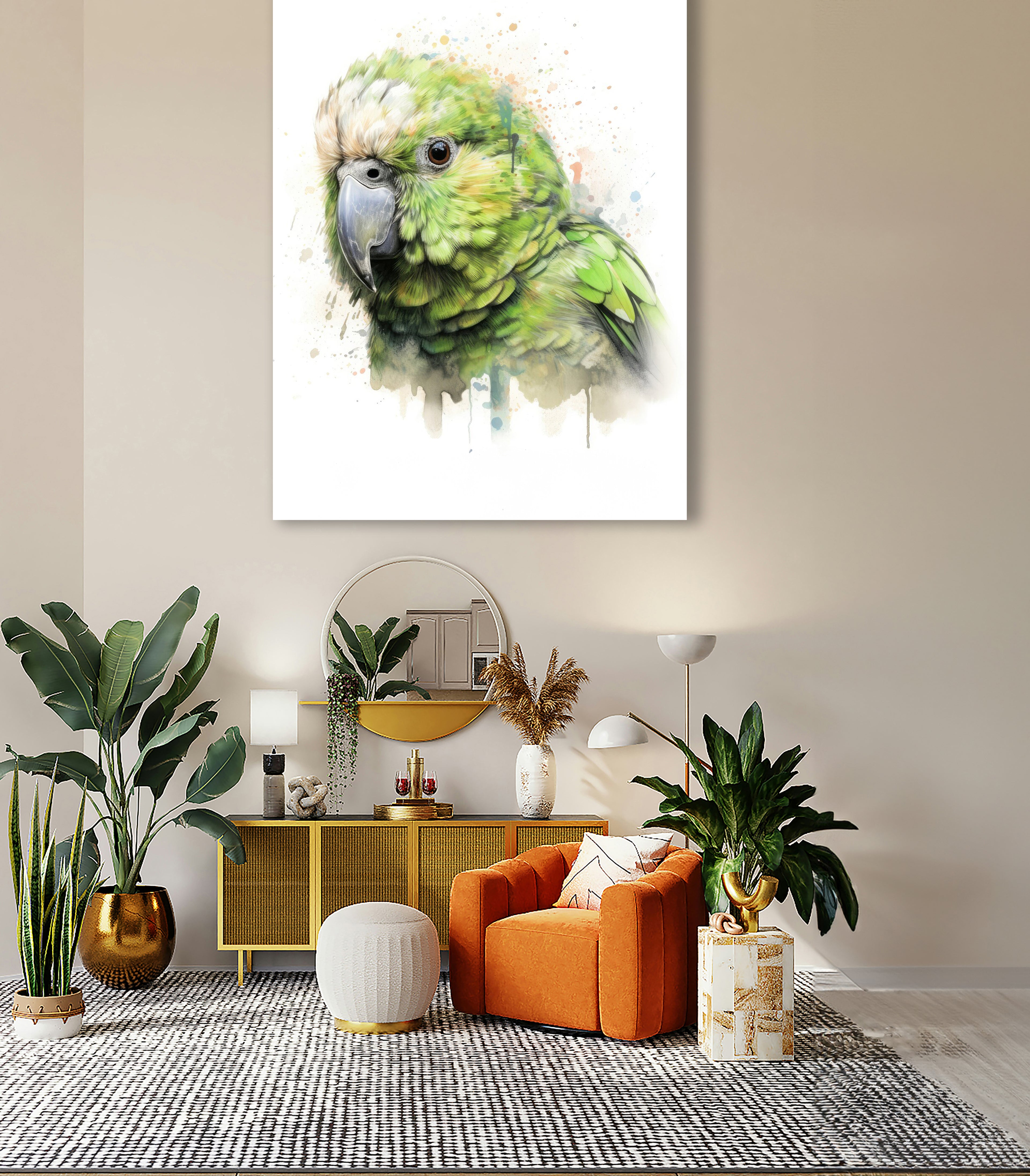 Wandbild Papagei Kakapo 5 Kunstdruck auf Leinwand direkt zum Aufhängen