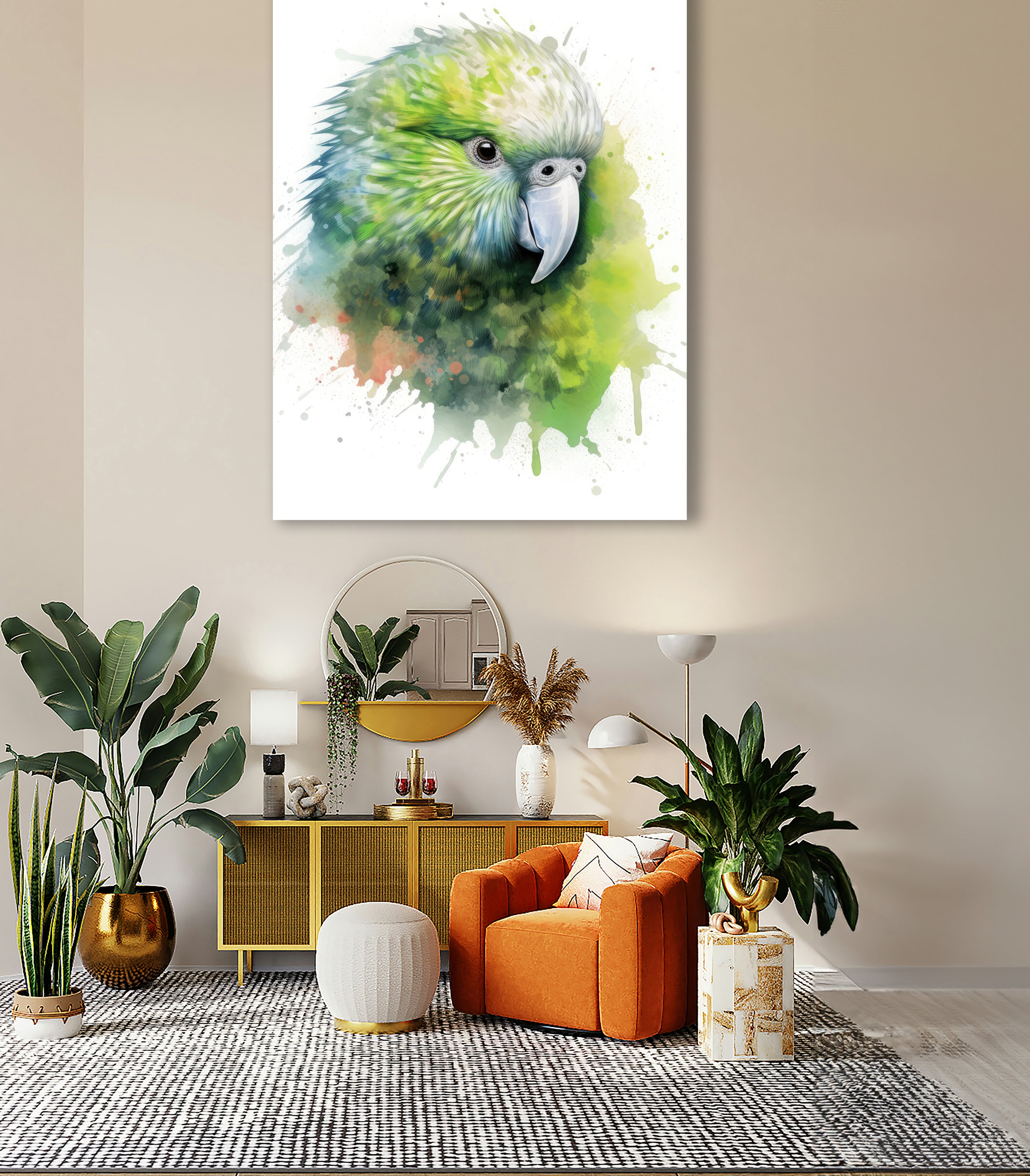 Wandbild Papagei Kakapo 1 Kunstdruck auf Leinwand direkt zum Aufhängen