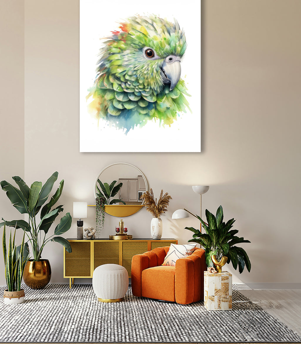 Wandbild Papagei Kakapo 6 Kunstdruck auf Leinwand direkt zum Aufhängen
